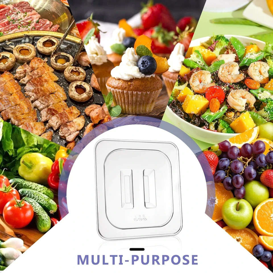 Universal Polycarbonate Food Pan Lids Covers with Handle, 1/6 Size Clear