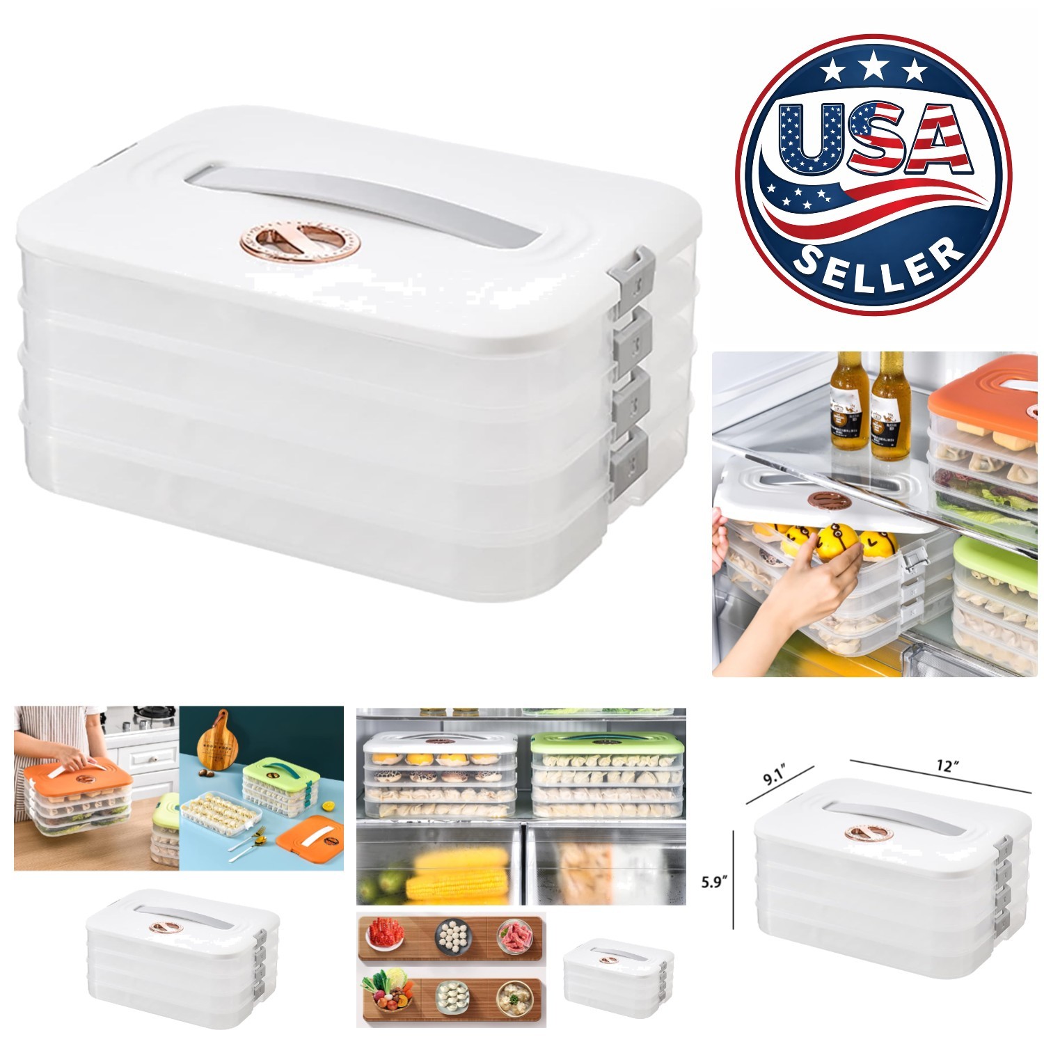 Durable 4-Layer Dumpling Storage Container – Food-Grade & Refrigerator Safe