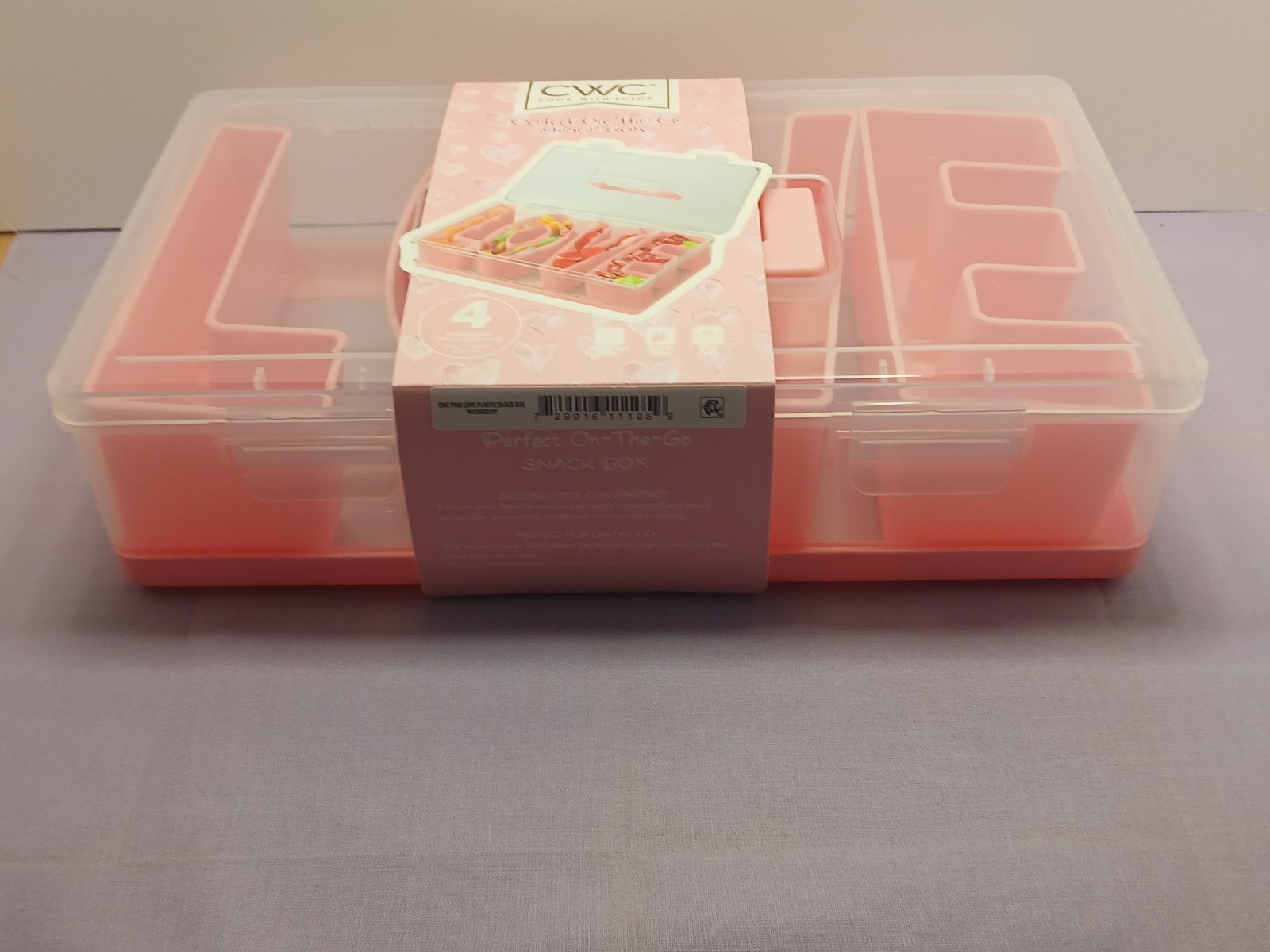 CWC Cook With Color ~ Snack Box ~ Perfect-On-The- Go Snack Box ~ Clear / Pink