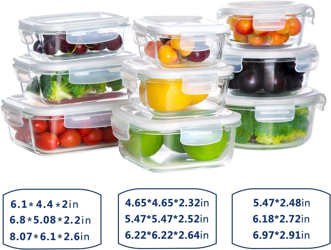 9-Piece Glass Storage Containers Set – Airtight & Leak Proof Meal Prep Solution