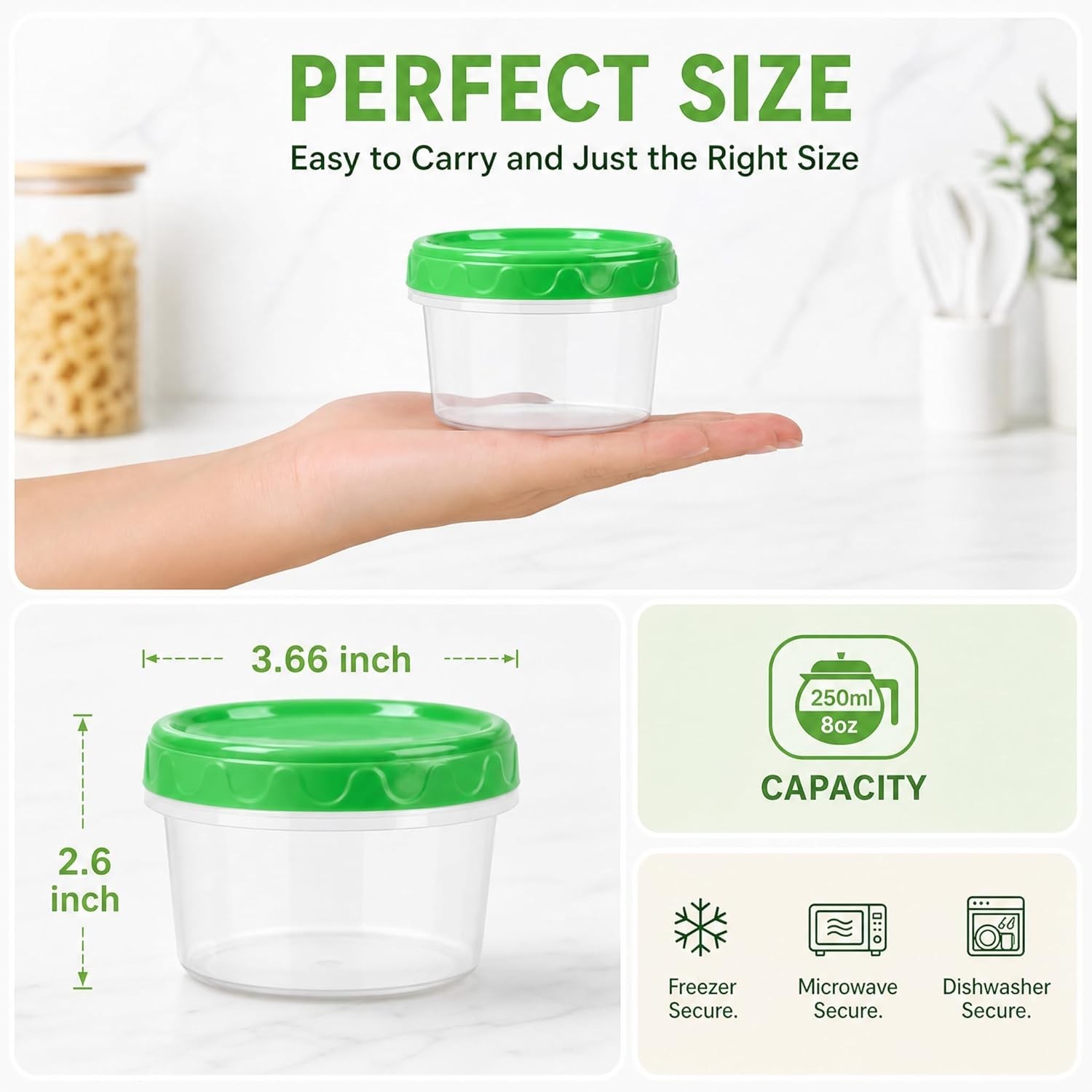 Convenient 8oz Meal Prep Bowls with Lids – 6-Pack BPA-Free Plastic Containers