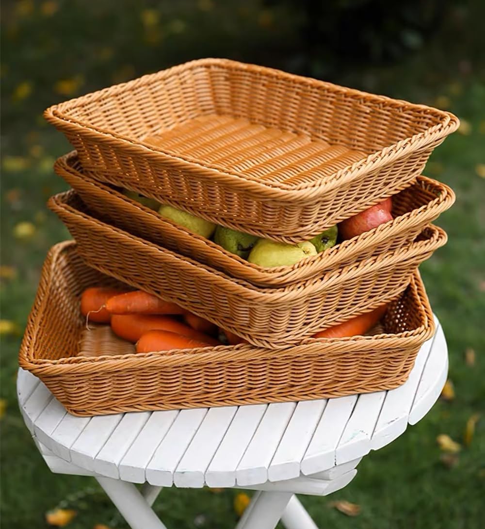Wicker Bread Basket for Serving, Wicker Fruit Basket, Display Baskets for Veg…