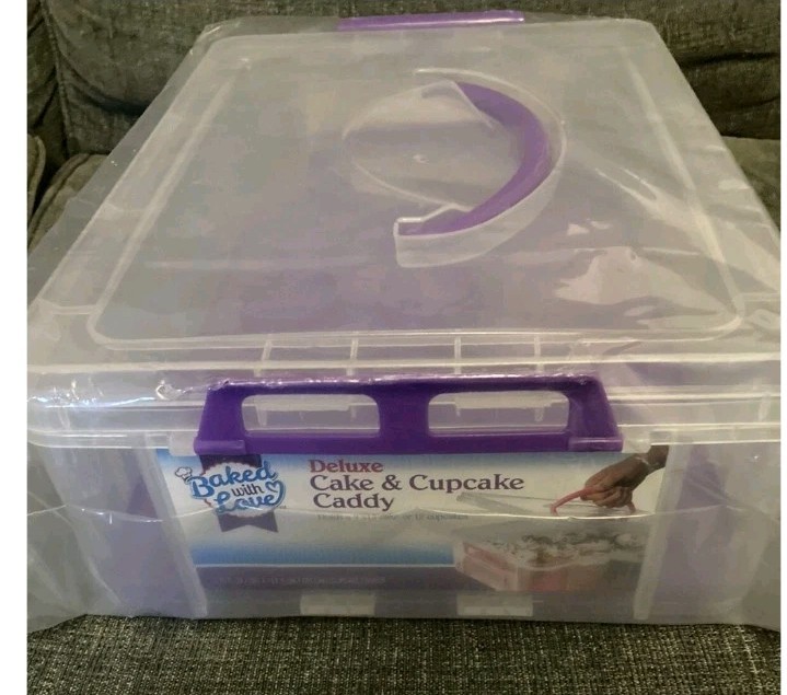 Baked With Love Deluxe Cake & Cupcake Caddy 9×13 Cake Or 12 Cupcakes-NEW