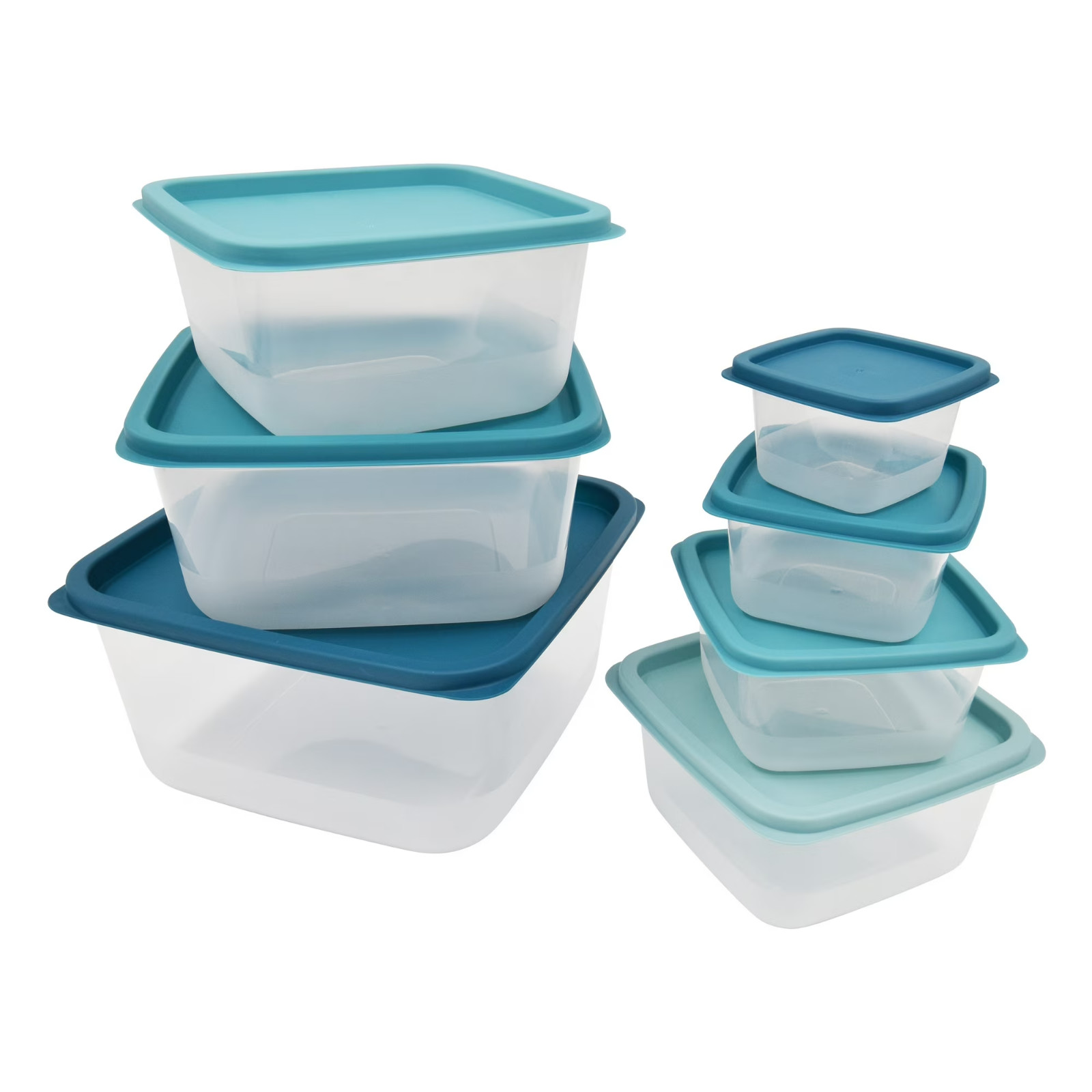 Mainstays 14 Piece Teal Plastic Food Storage Set, Teal Ombre, Ideal Use for Meal