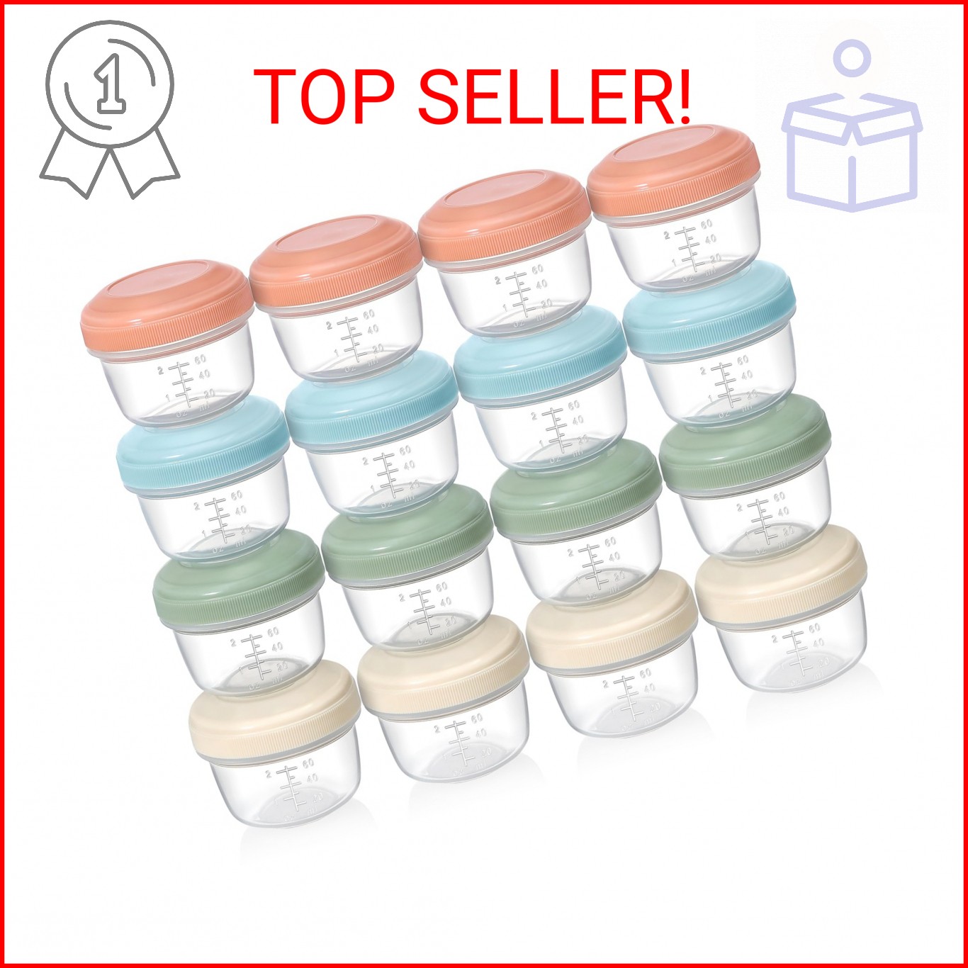 VITEVER [16 Pack] 4 oz Small Containers with Lids, Reusable Plastic Jars for Sna