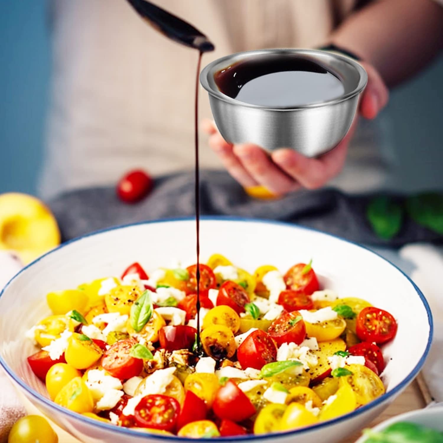 Salad Dressing Container to go, 6 x 1.7 oz Stainless Steel Condiment Containe…