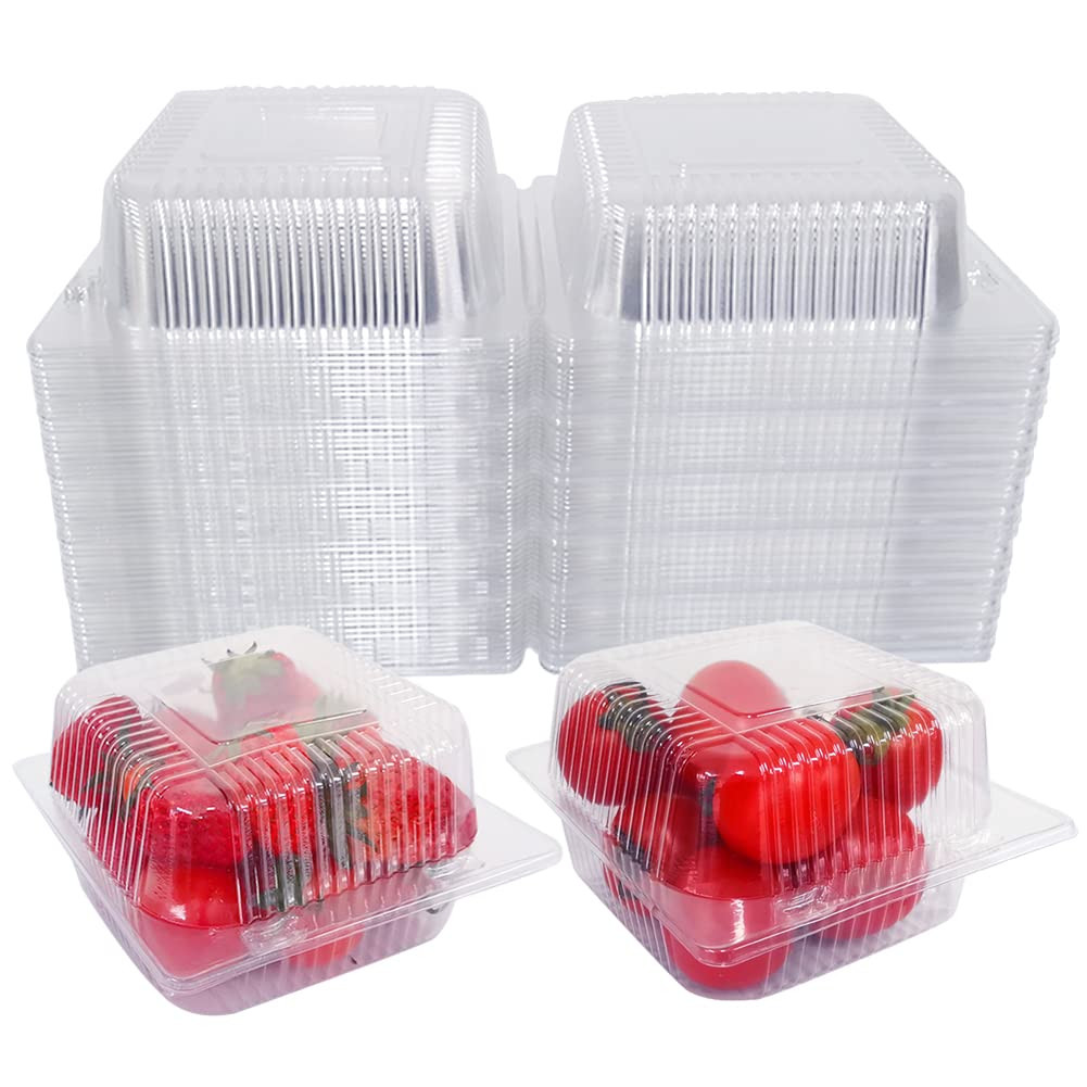 200 PCS 5X5 Inch Plastic Clamshell Take Out Tray,Disposable Sturdy Hinged Loafco