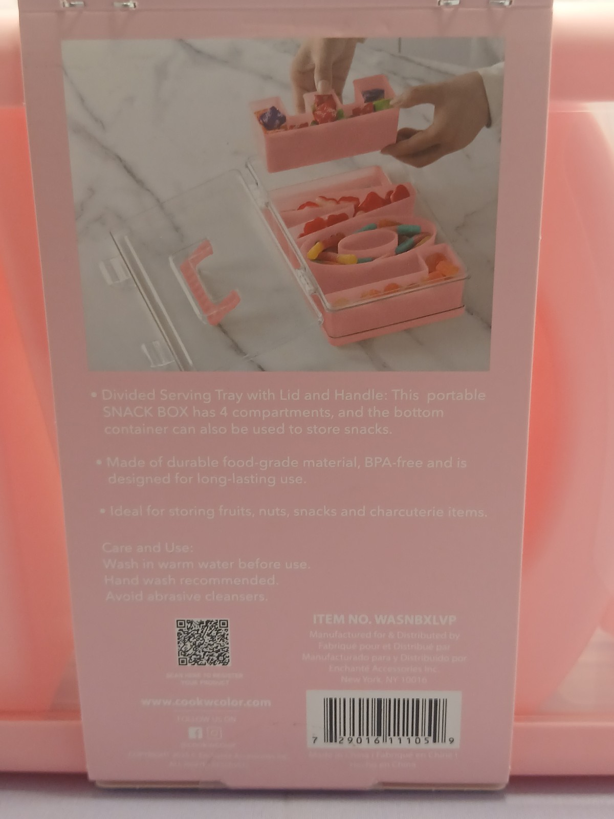 CWC Cook With Color ~ Snack Box ~ Perfect-On-The- Go Snack Box ~ Clear / Pink