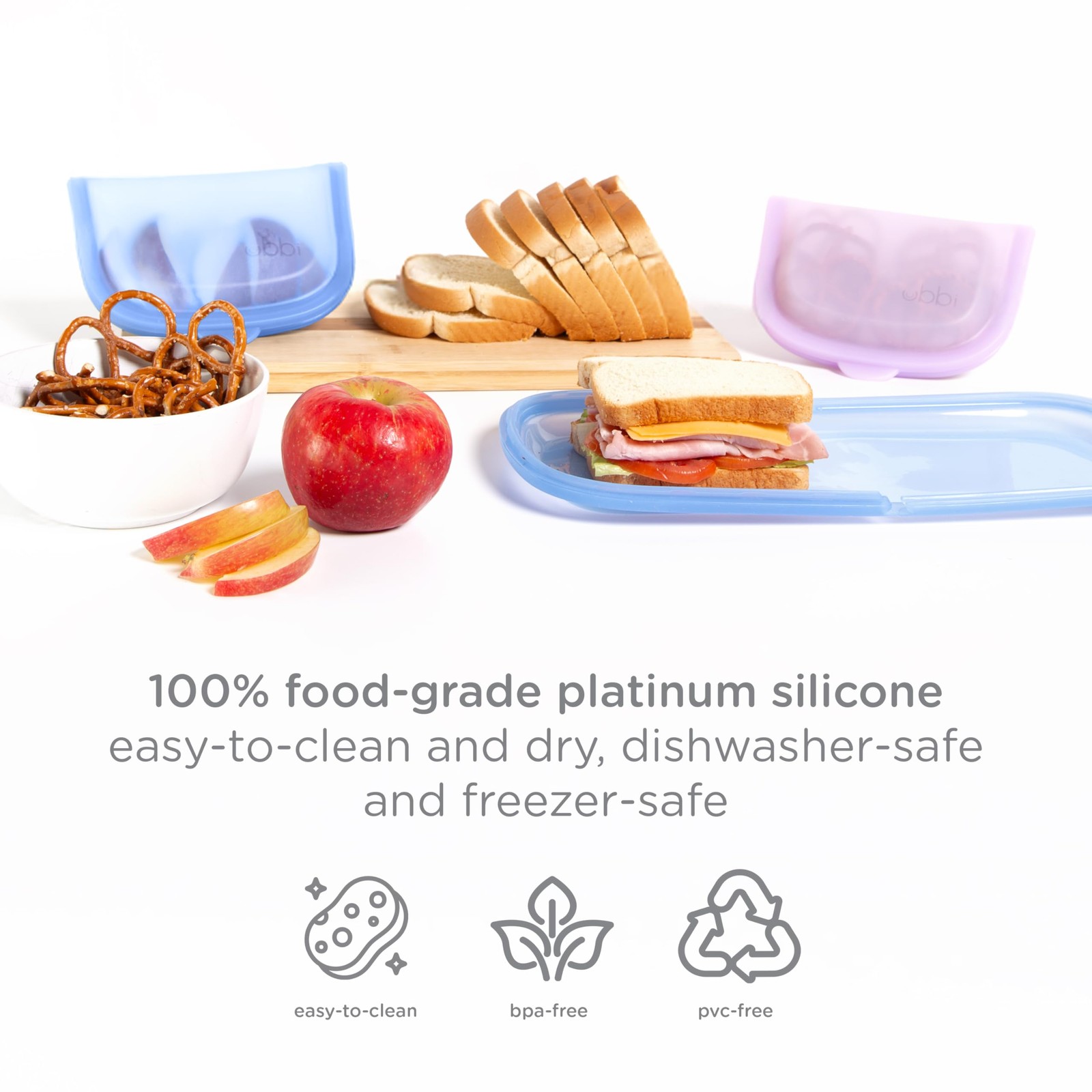 Ubbi Platemate Reusable Silicone Storage Bag Opens Flat As Placemat Dishwasher