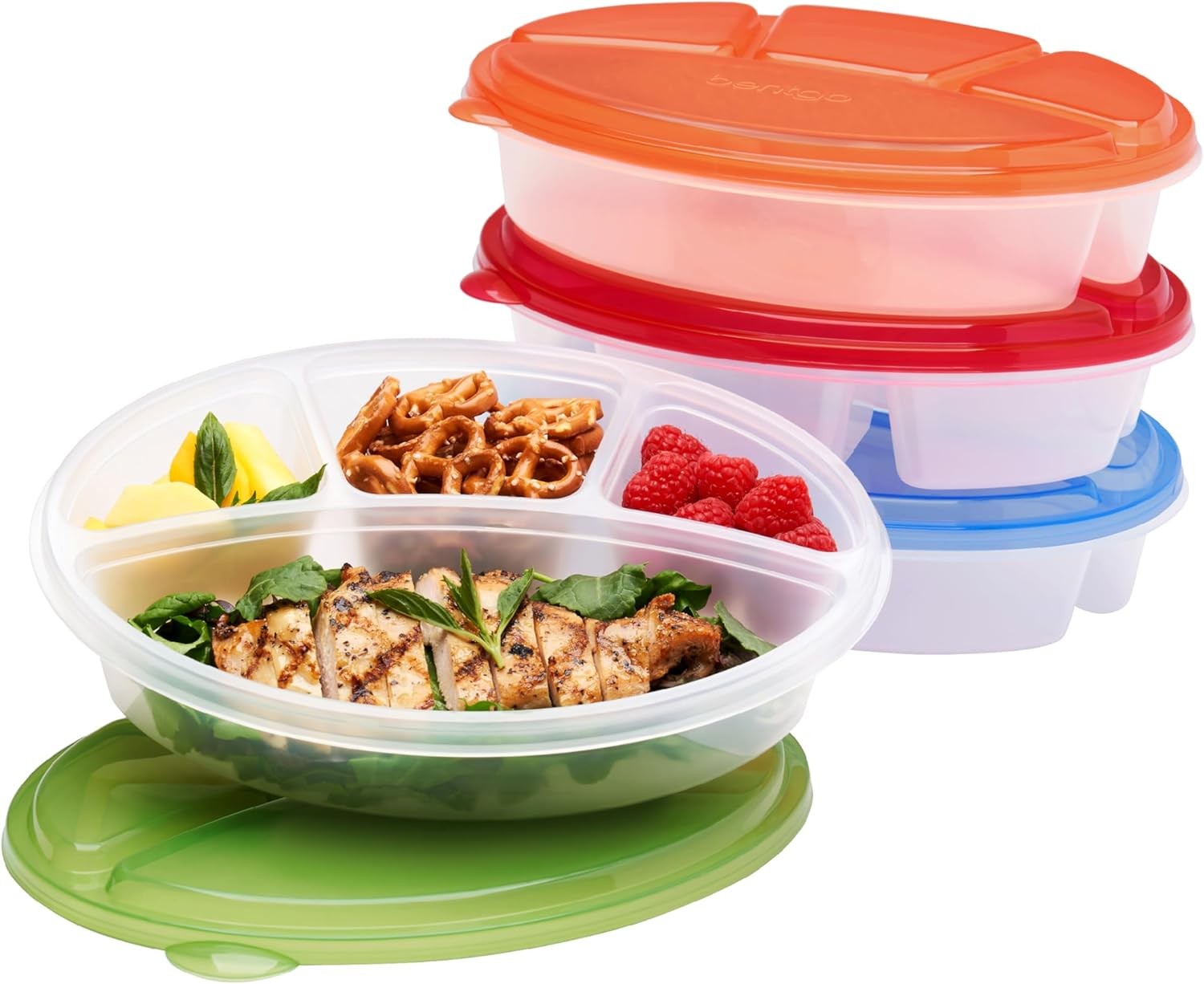 4-Compartment Meal Prep Containers with Lids, 8-Piece Set, Reusable BPA-Free