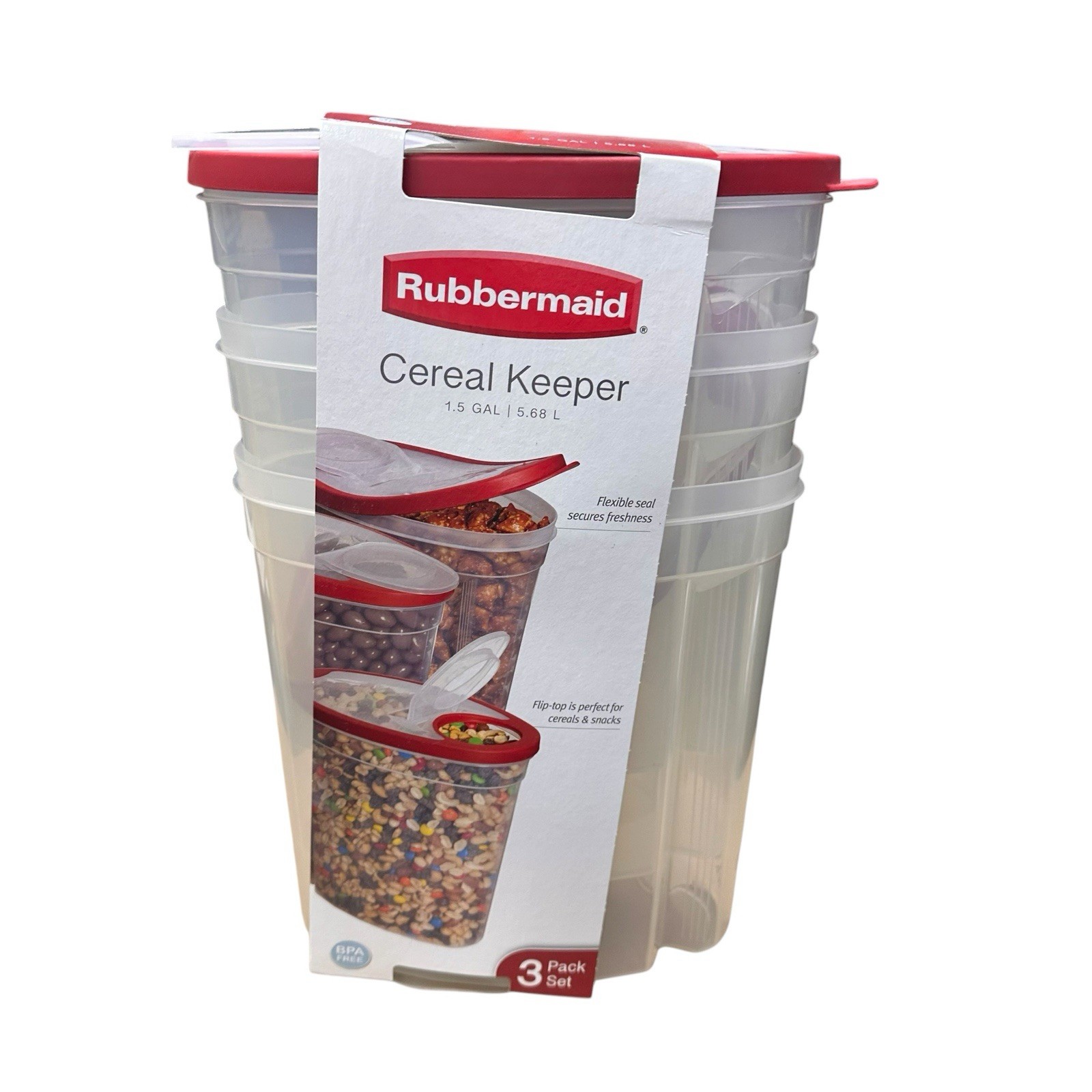 Rubbermaid Flex & Seal 1.5 Gal Food Storage Cereal Container 3-pack