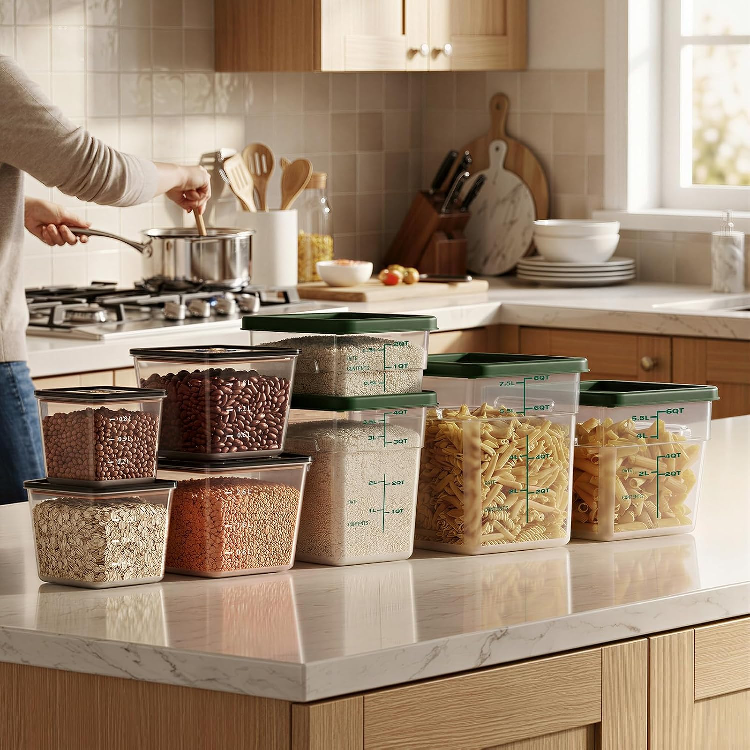 8 Pack Food Storage Containers with Lids；Bpa-Free Cereal, Rice, Flour, Pasta & S