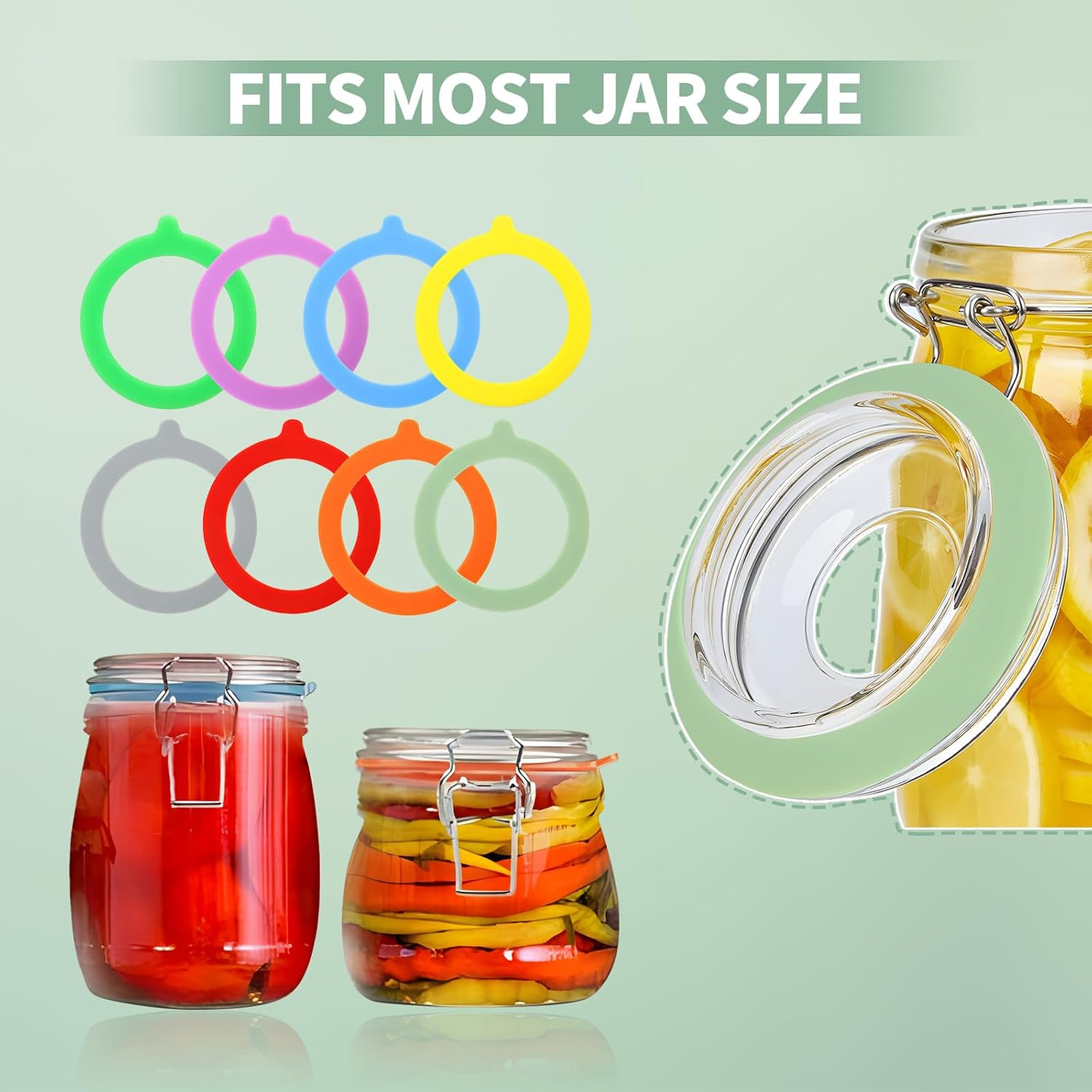 Rubber Seals for Glass Jars Silicone Replacement Gasket 3.75 Inch Leakproof