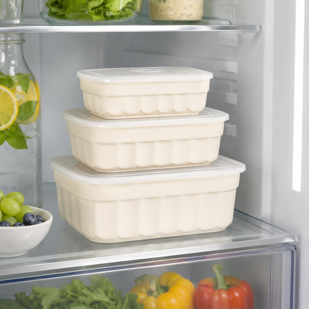 Broadbrook 6 Piece Stoneware Meal Prep Container Set with Lids, Rectangular F…