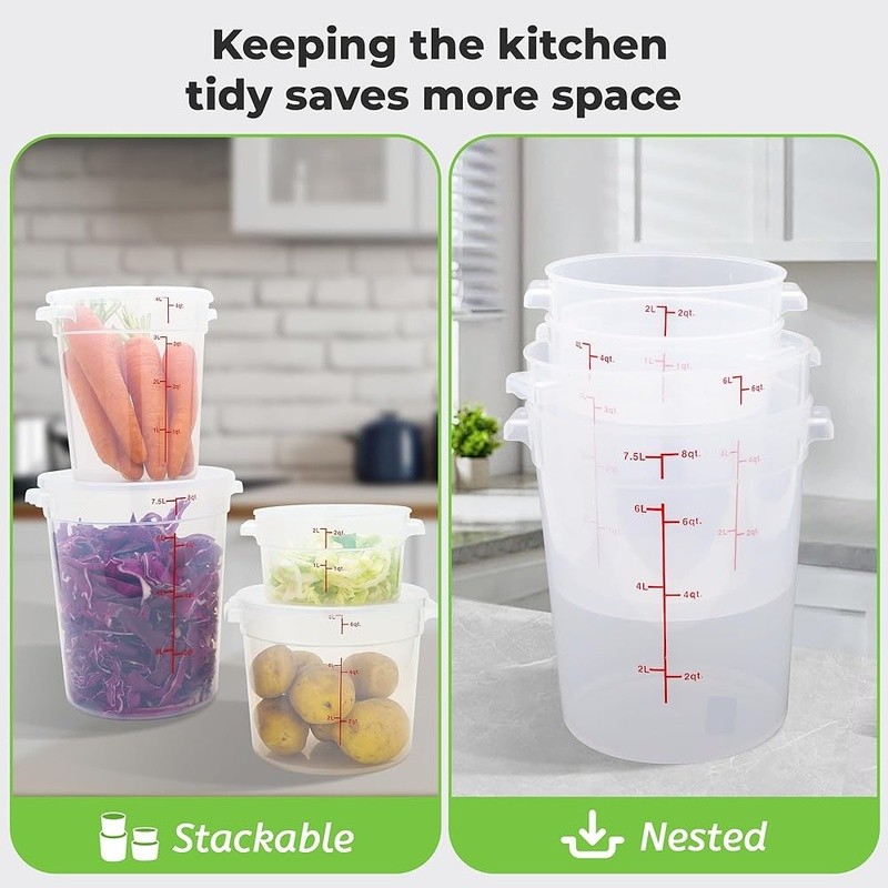 Large Food Storage Containers 22QT 4Pack BPA-Free W/ Sealed Lids Labels New