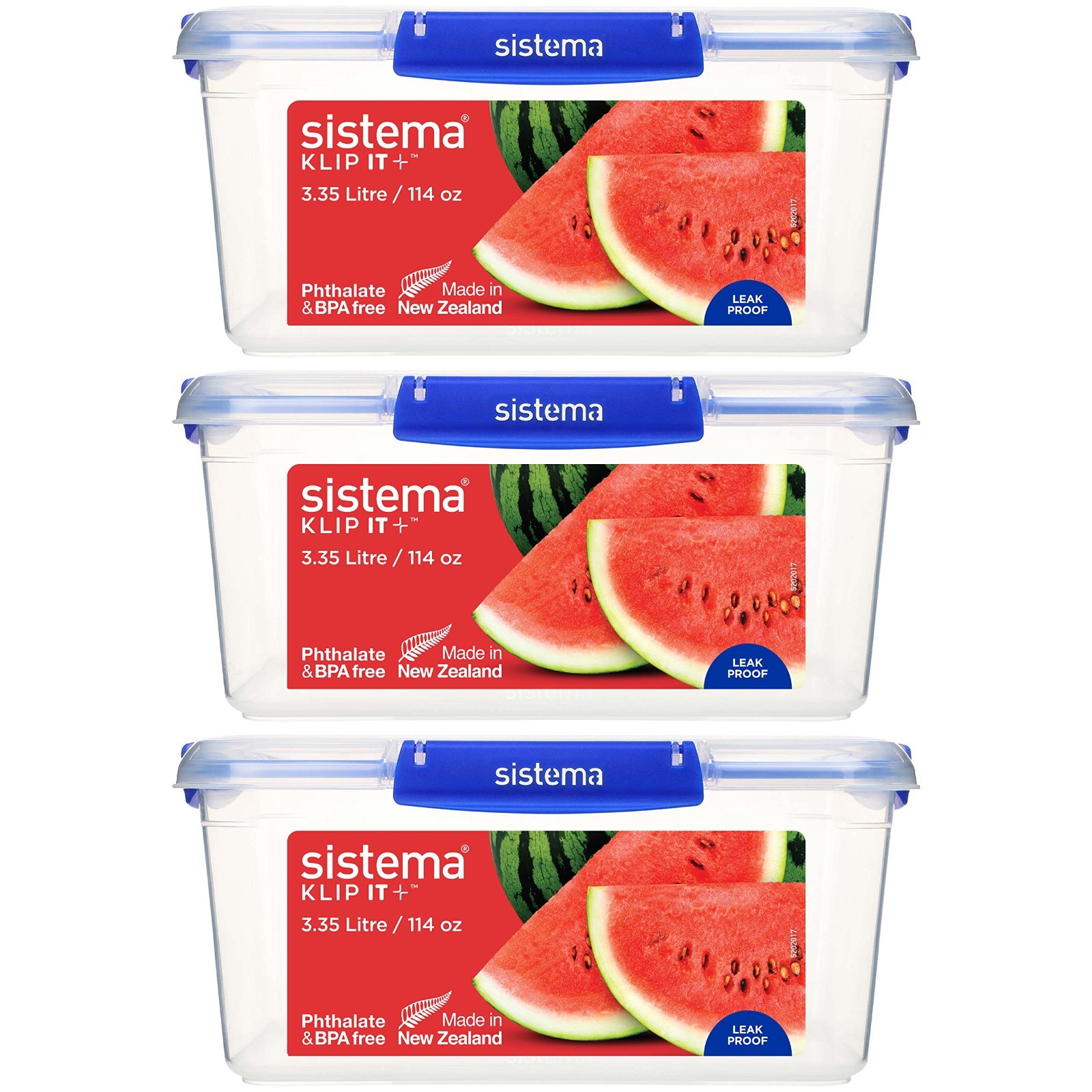 Airtight Stackable Food Storage Containers 3-Pack, 3.35L, BPA-Free, Microwave Sa