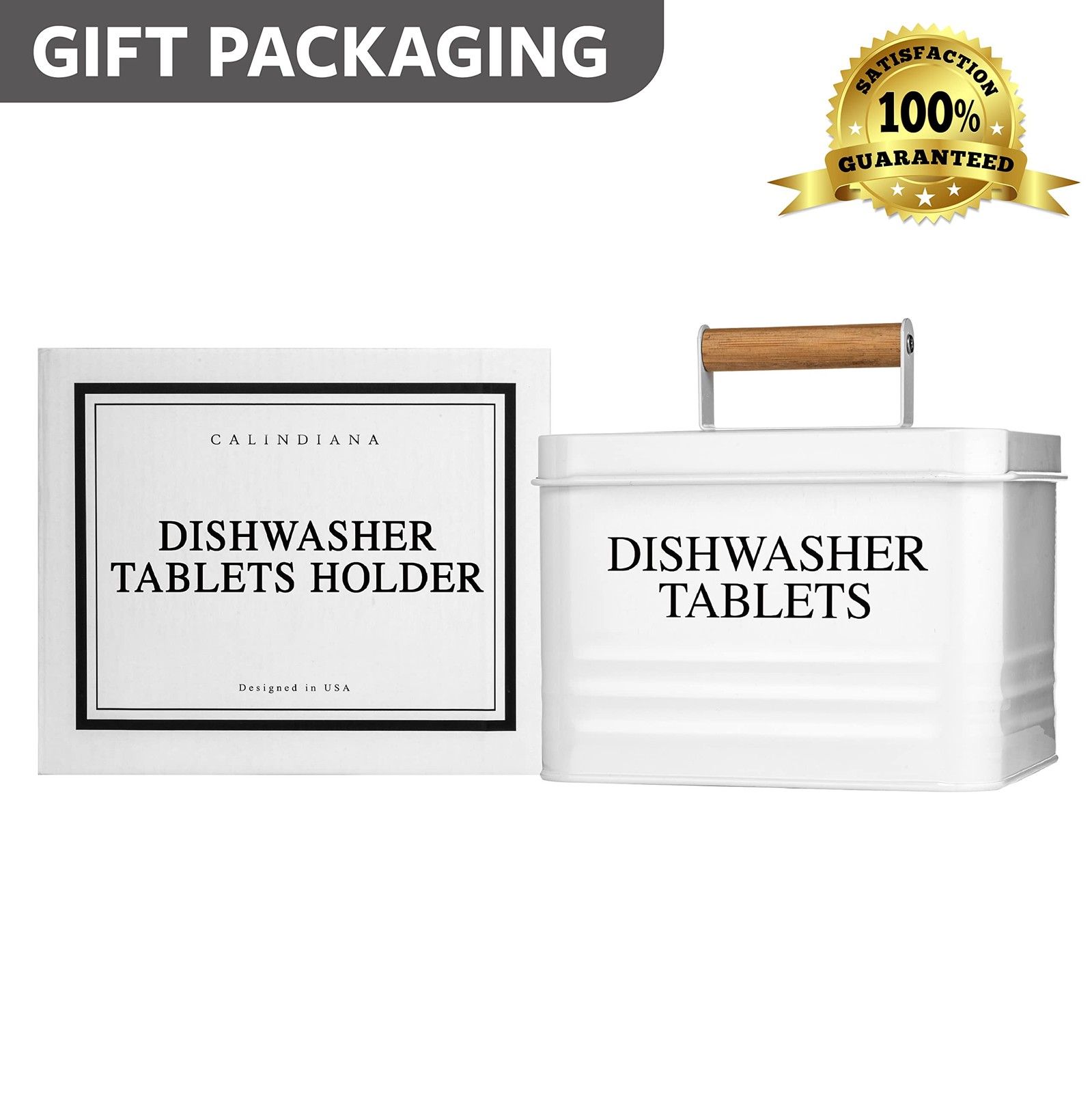 Modern Farmhouse Metal Dishwasher Pods Container Holder with Lid for Kitchen …