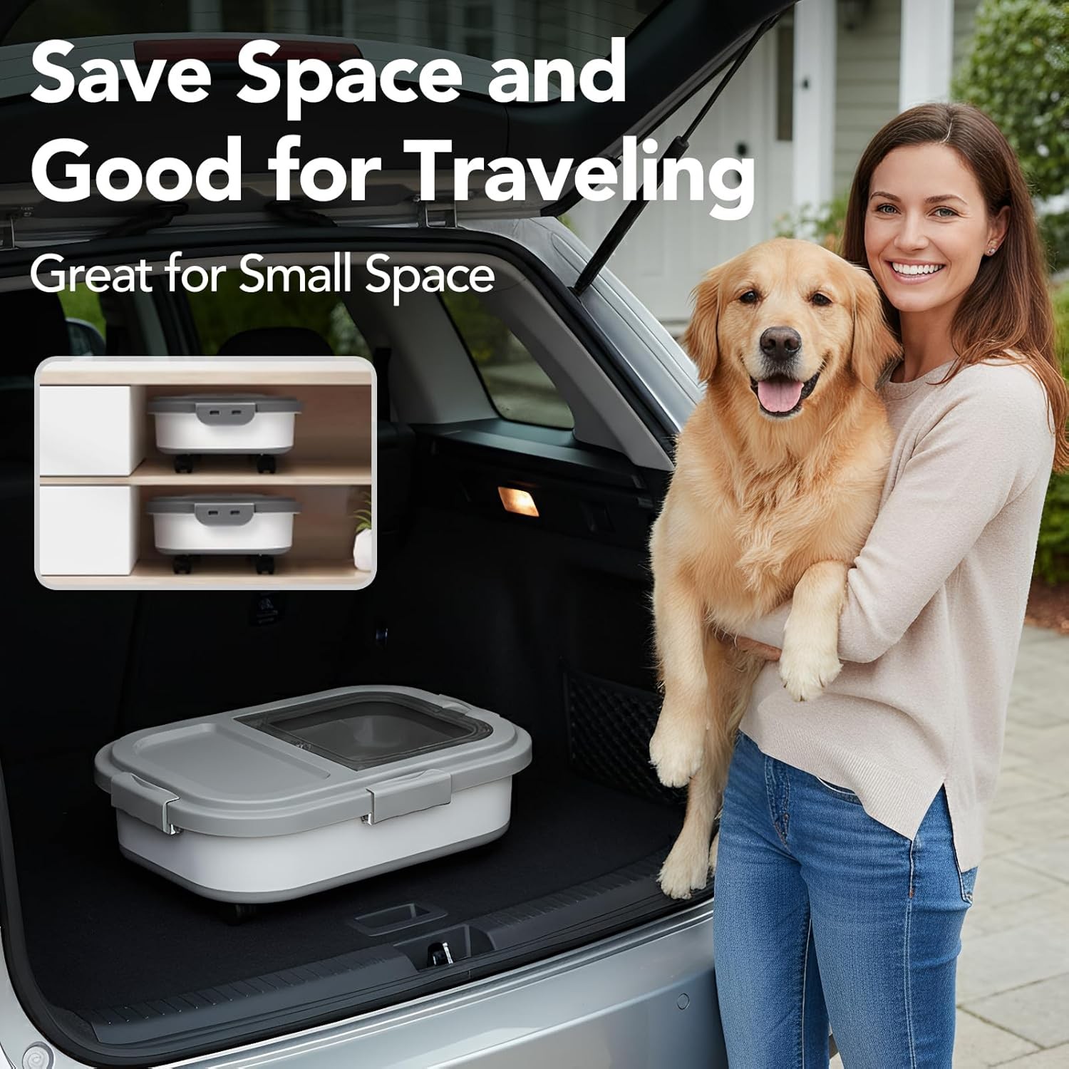 Airtight Pet Food Container | Dog & Cat Food Storage Bin | Treat Box with Scoop