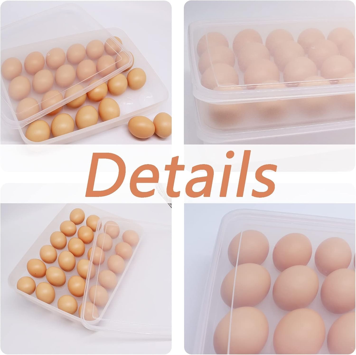 2 Pack Covered Egg Holder,Clear Egg Holder Storage Container,Stackable Plasti…
