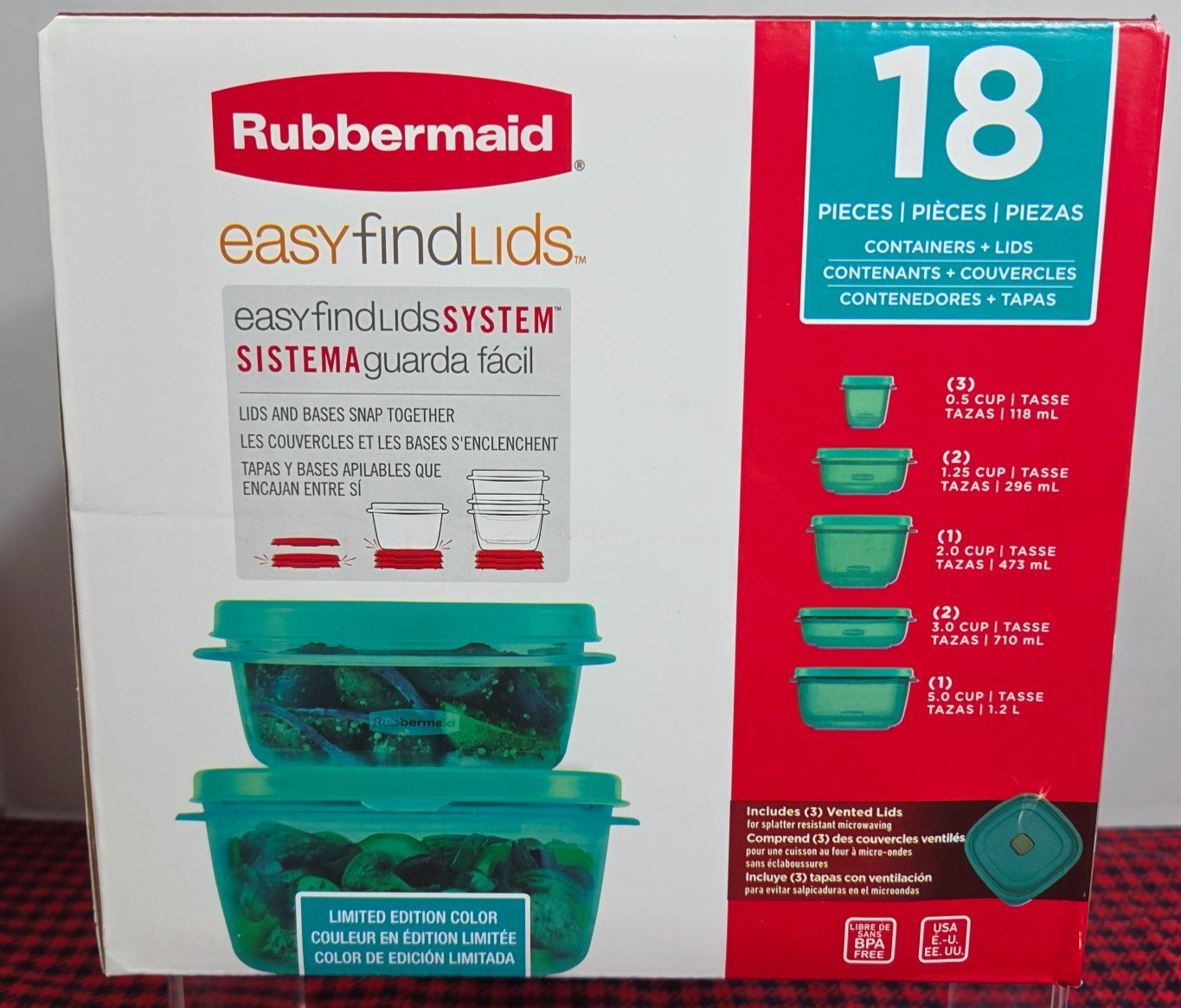 Rubbermaid Easy Find Lids 18 Piece Plastic Food Storage Container Set Turquoise