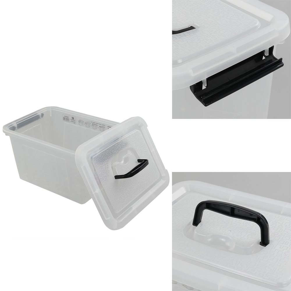 Ggbin 6 Quart Clear Latch Storage Box with Black Handle and Latches – 4 Pack