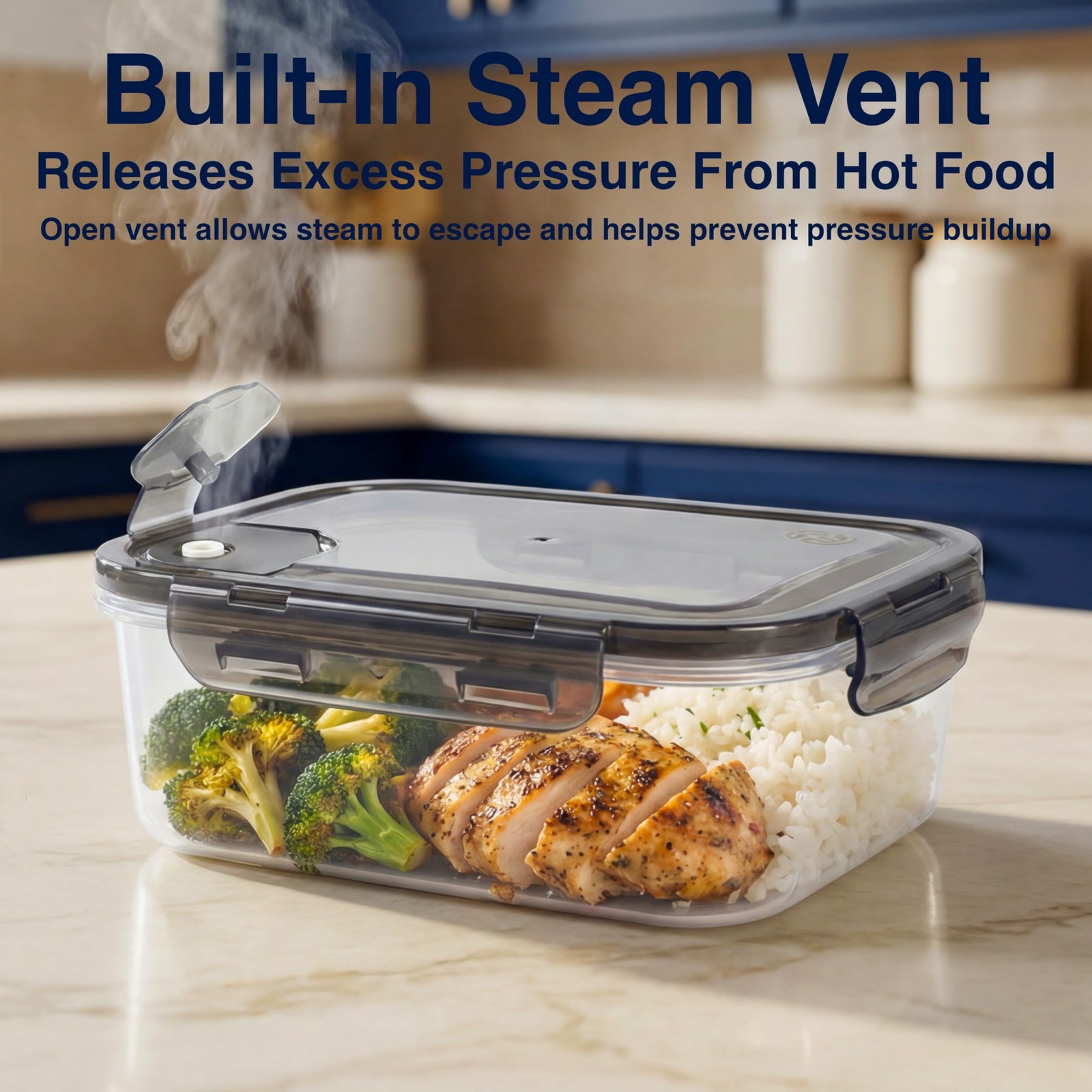 Compartmentalized Plastic Airtight Food Storage Containers with Vented Lids, …