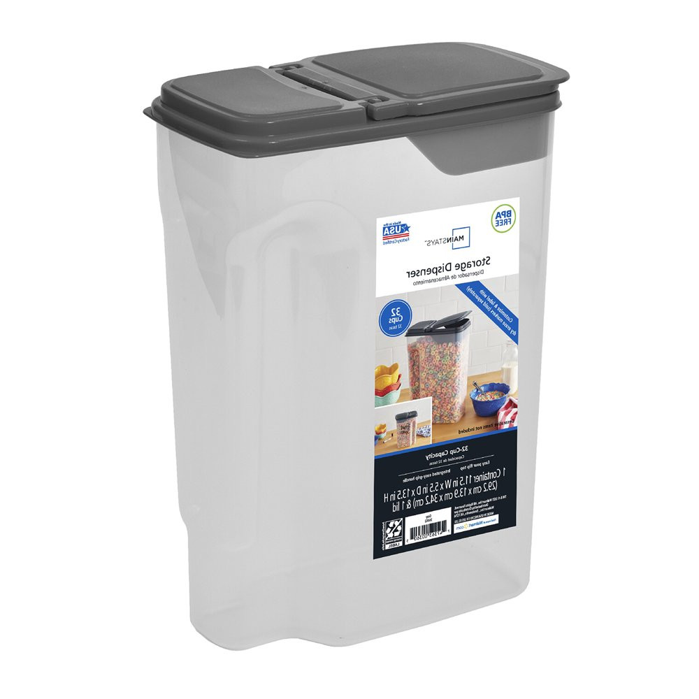 DRY FOOD CONTAINER BIN Large Plastic Canister Dispenser, 32 Cups Cereal Pet Food
