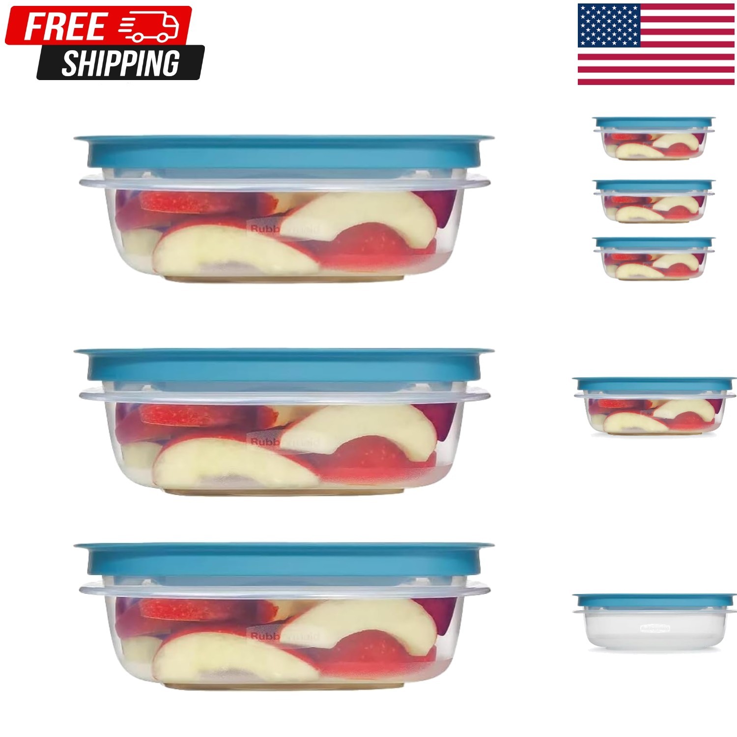 Rubber maid Storage Containers, Easy Find Lids, Teal, 3 cup, Flex & Seal, Lea…