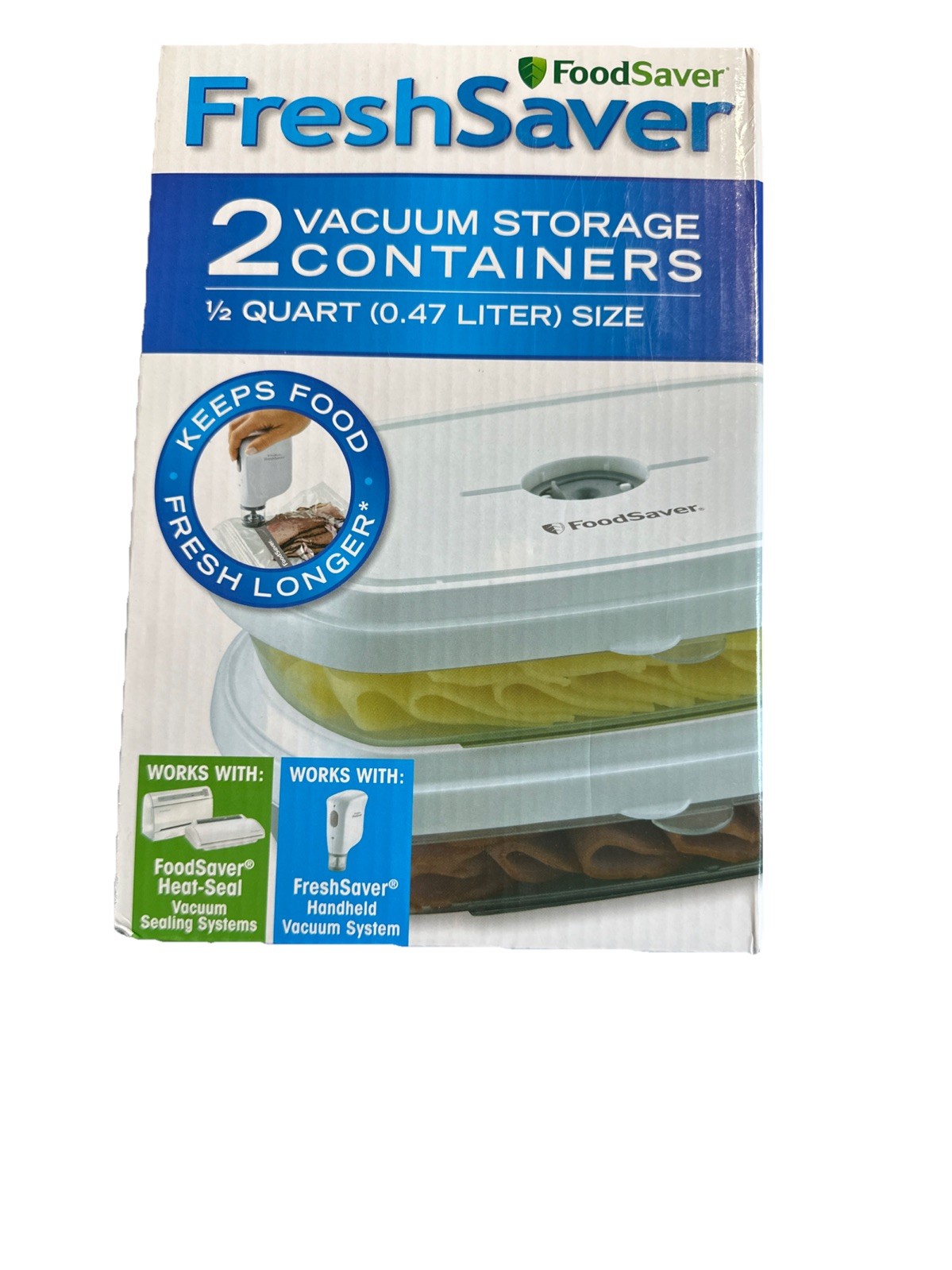 Food Saver Fresh Saver DELI NIP Box of 2 Pk Vacuum Storage Containers 1/2 Quart