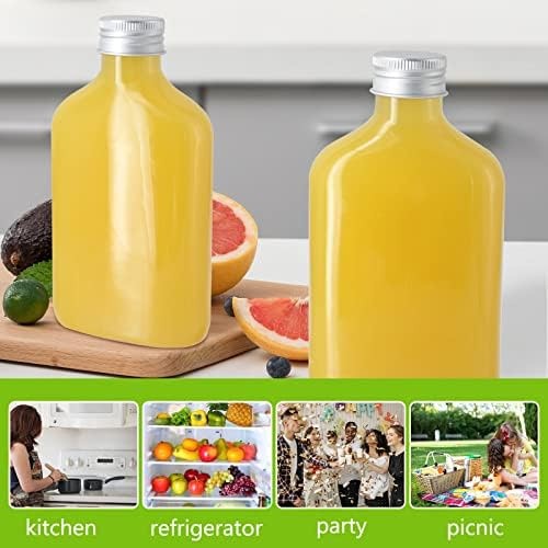 zmybcpack 24 Pack 8oz Plastic Juice Bottles with Caps, Flat Juice Bottles Bev…
