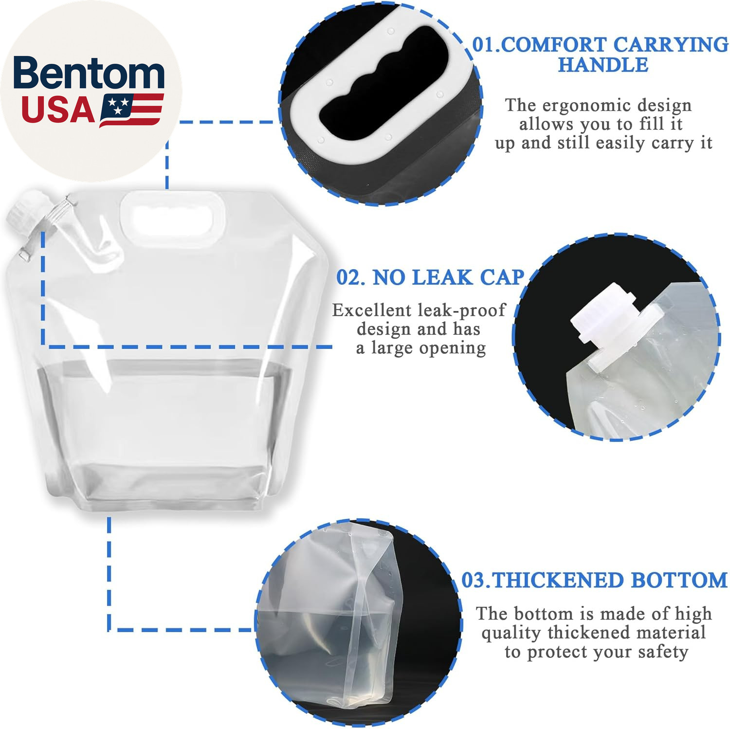 4 Pack Collapsible Water Jugs, 1.3/2.6 Gallon – BPA Free Clear Plastic Water Bag