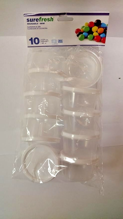 Surefresh Mini Storage Containers with Lids, 10-ct. Packs Round Reusable Clear