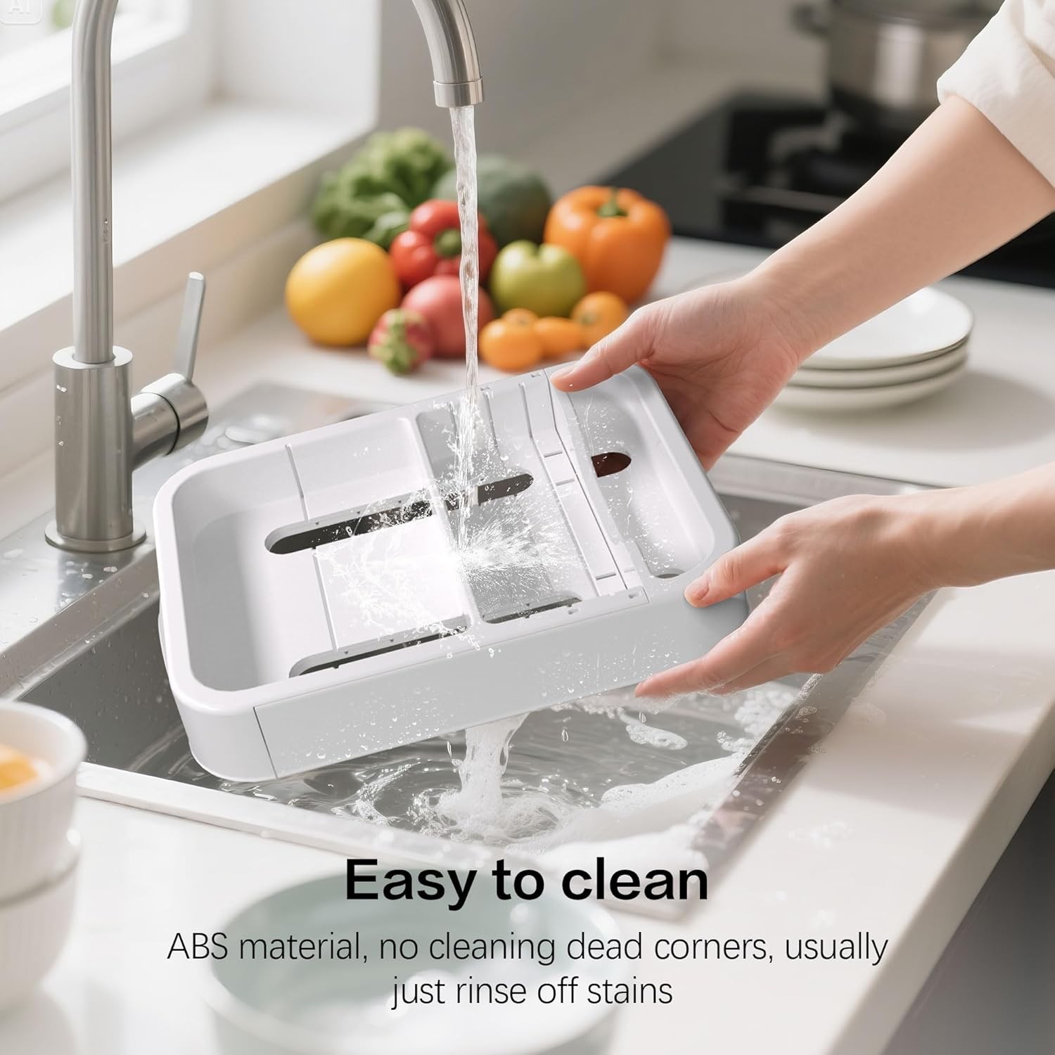 Expandable Lid Storage Organizer Adjustable Length Kitchen Food Container W/ 6