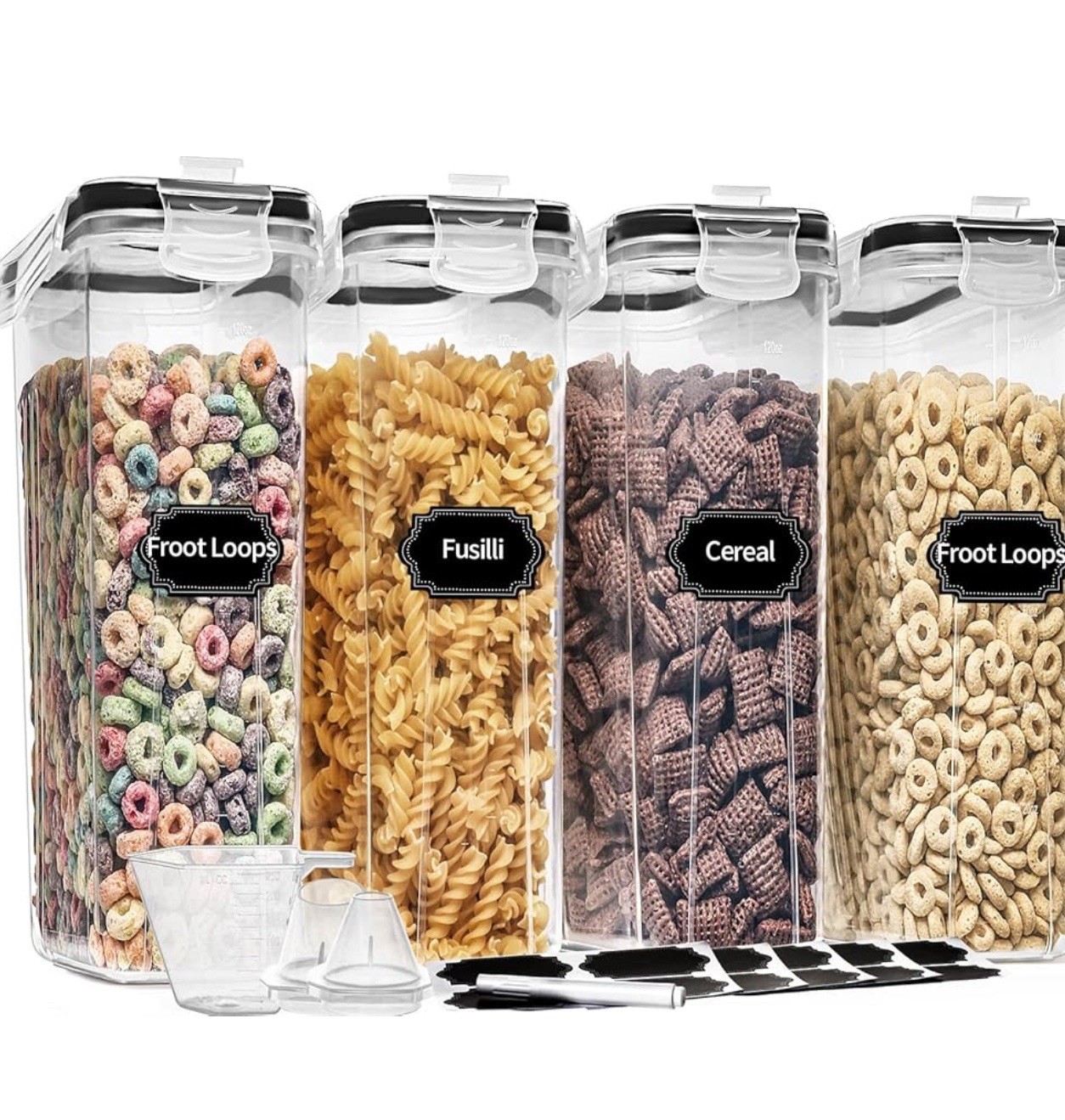 PRAKI Cereal Containers Storage Set (4L,135.2 Oz), 4PCS Airtight Food Storage…