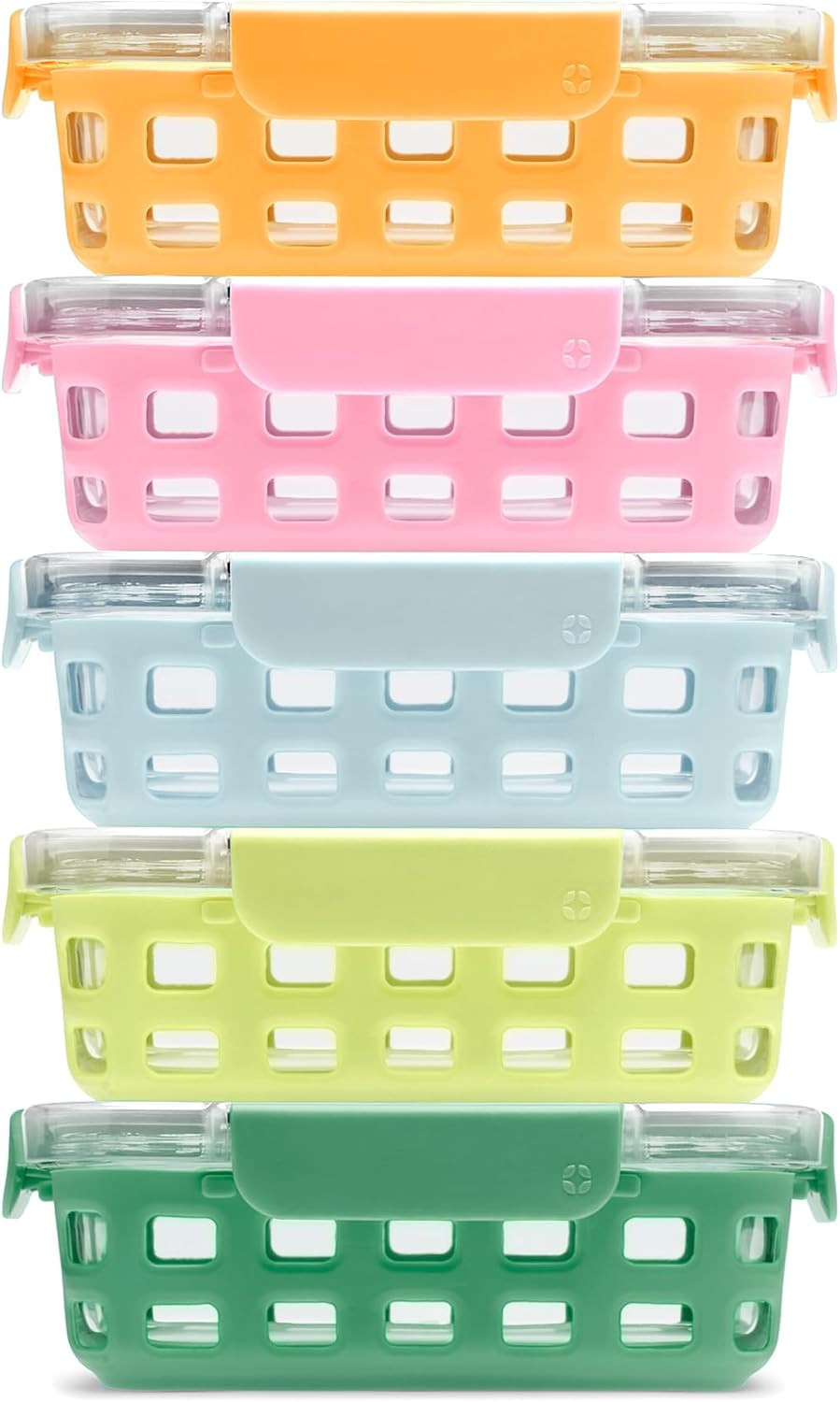 Ello Duraglass 3.4 Cup Meal Prep Sets 10Pc, 5 Pack Set- Glass Food Storage Conta