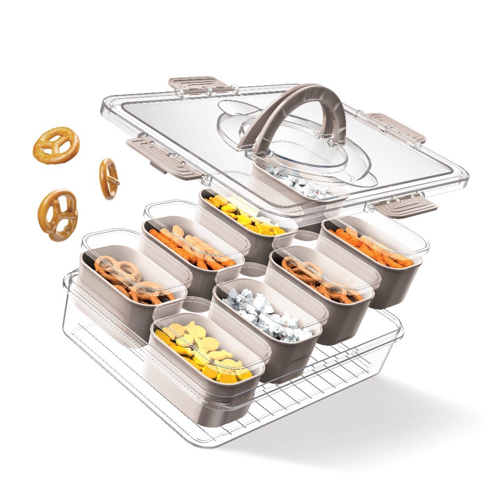 Cook W/ Color 8-Compartment Snackle Box Food Storage Carrier Container NEW