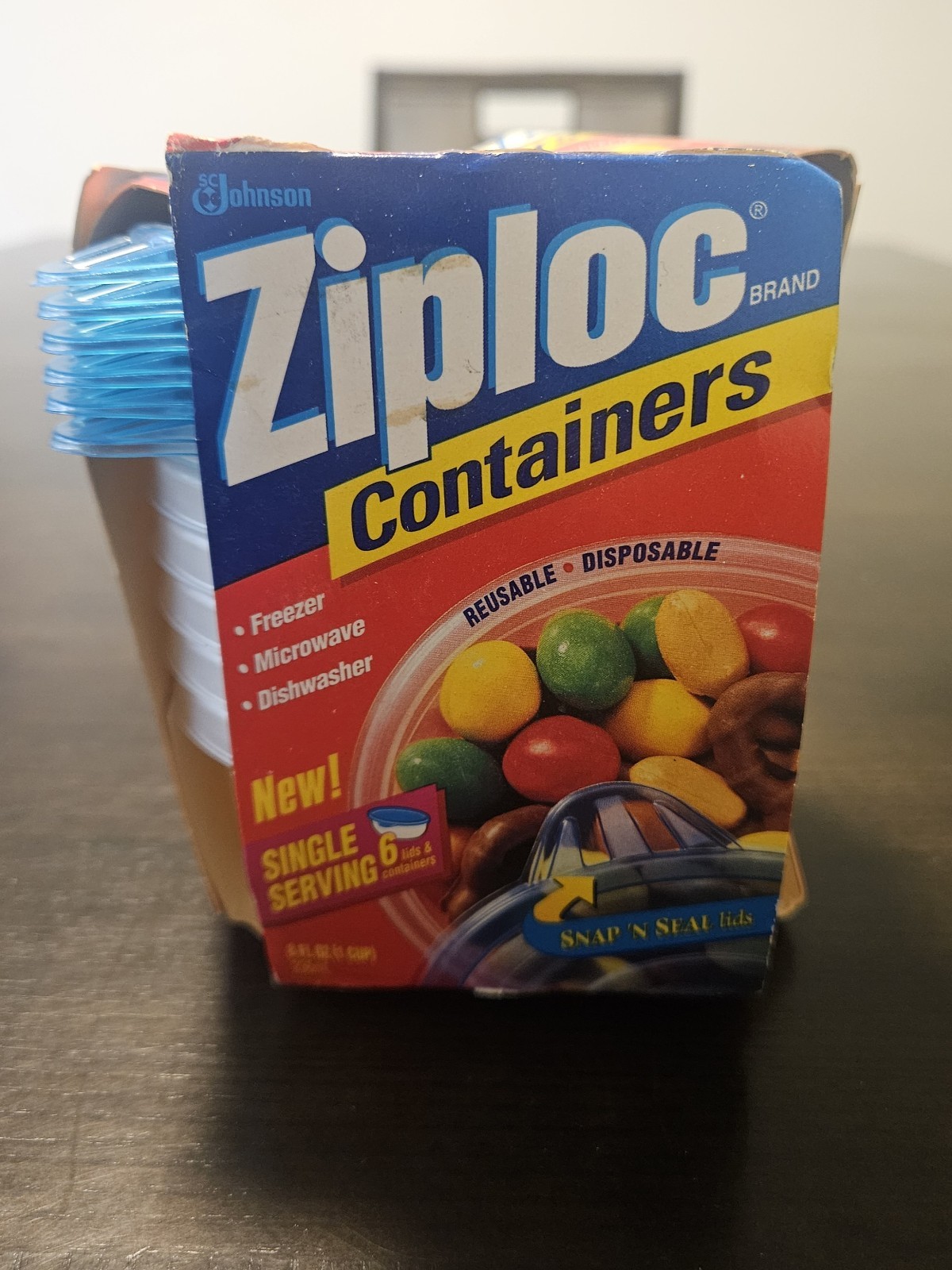 Ziploc 1998 Snap N Seal Single Serve 8fl.oz/1 Cup Storage Containers (6)