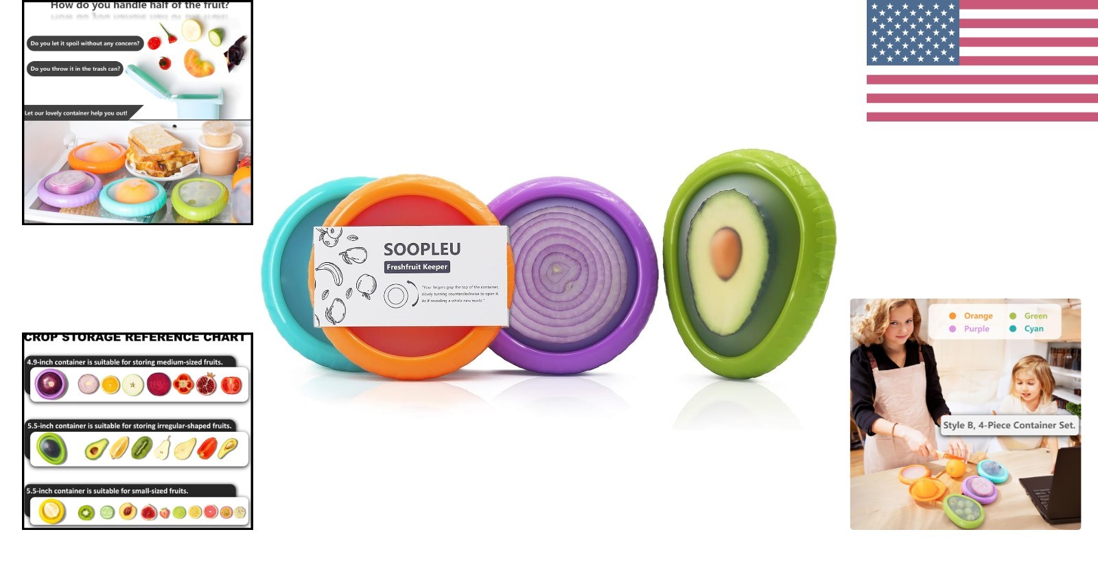 Innovative 4-Pack Food Keepers – Fresh Avocado, Onion, & More Storage Solutions