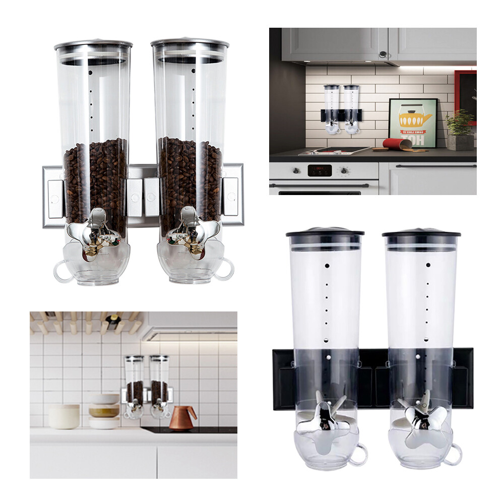 Dry Food Dispenser, Wall Mount Dual Control Food Storage Coffee Bean Dispenser