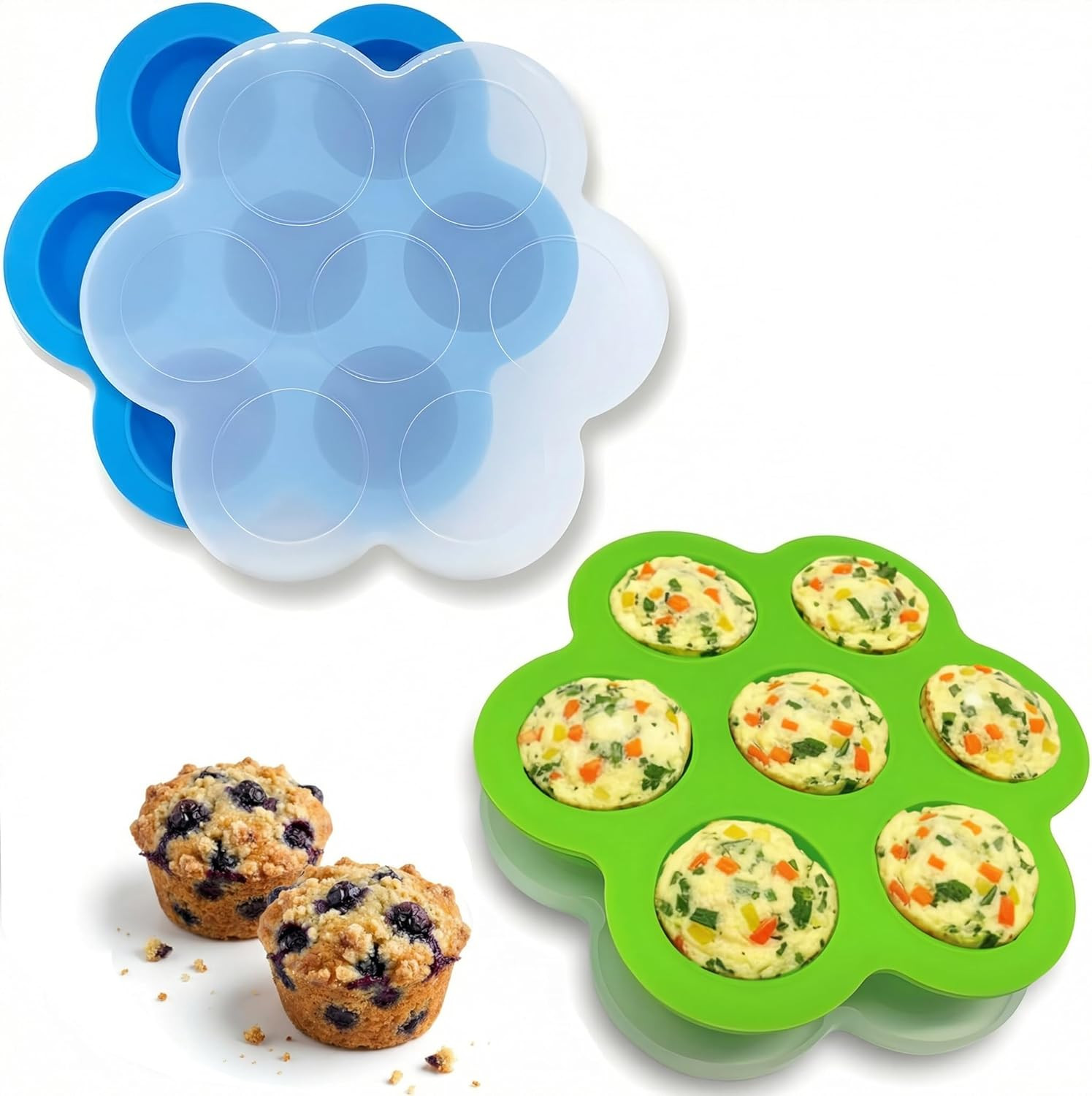Silicone Egg Bite Molds [2 Pack] Instant Pot Accessories Total 14 Cups Muffin