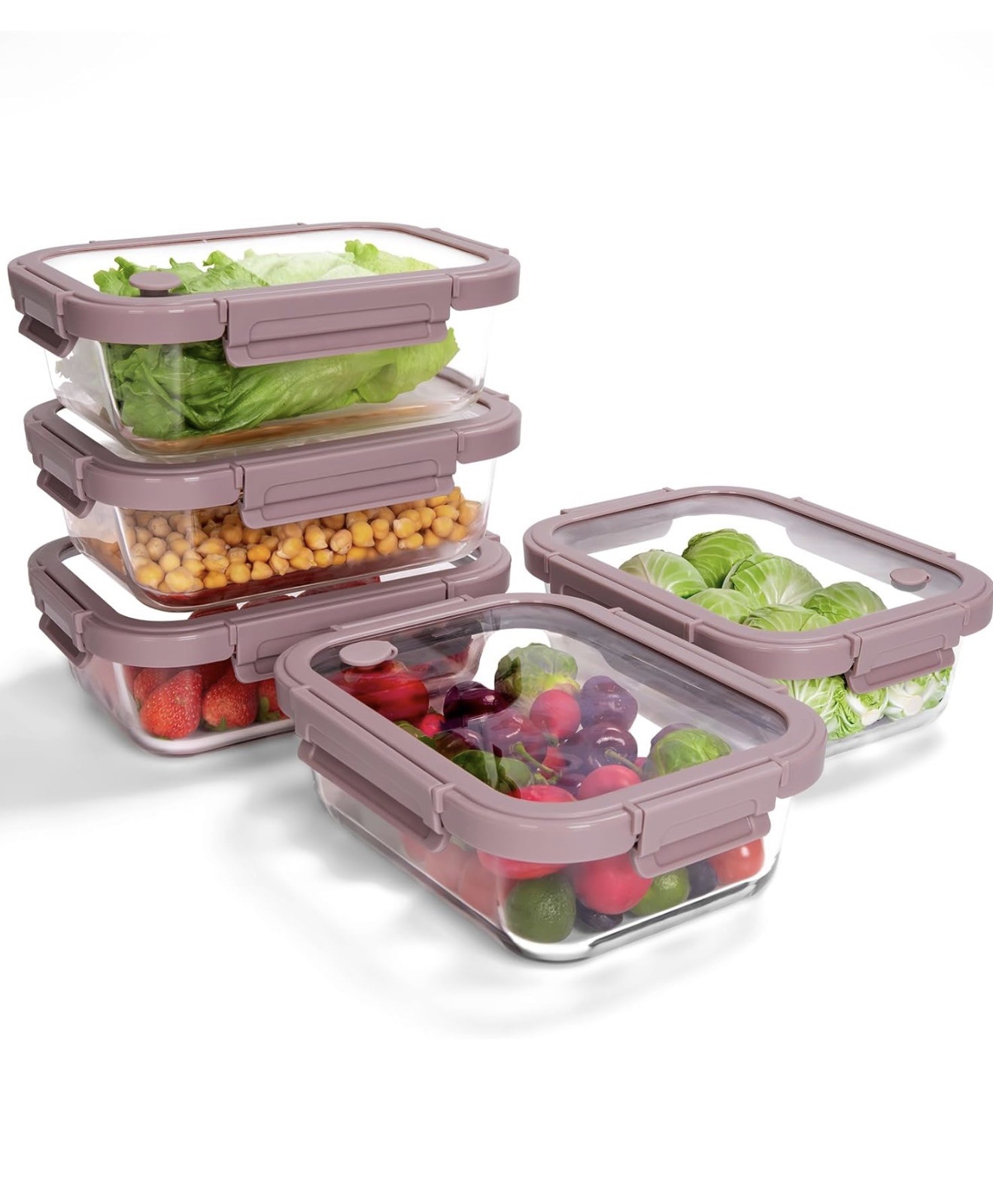 Glass Food Storage Containers Set Oven Microwave Safe Airtight Lids Meal Prep US