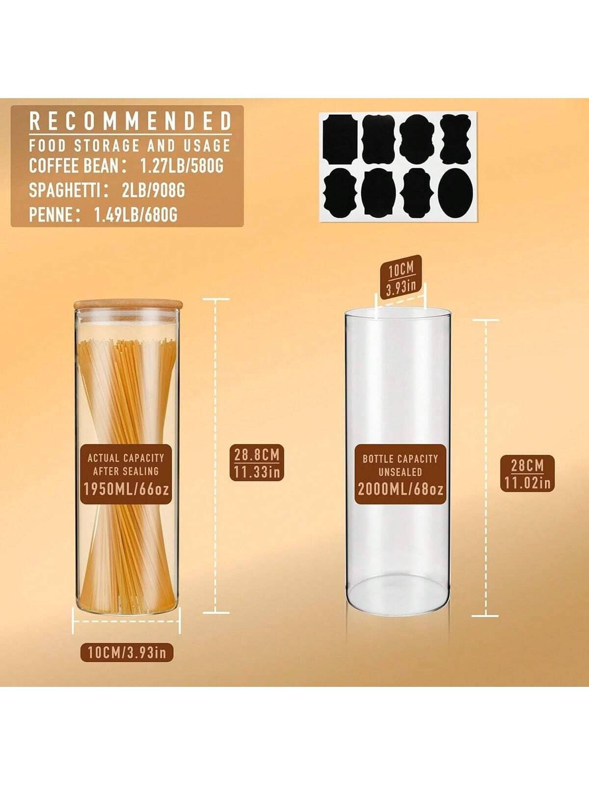 New TumaHome Glass Food Storage Jars With Lids 66oz 3 Pack Pantry Kitchen