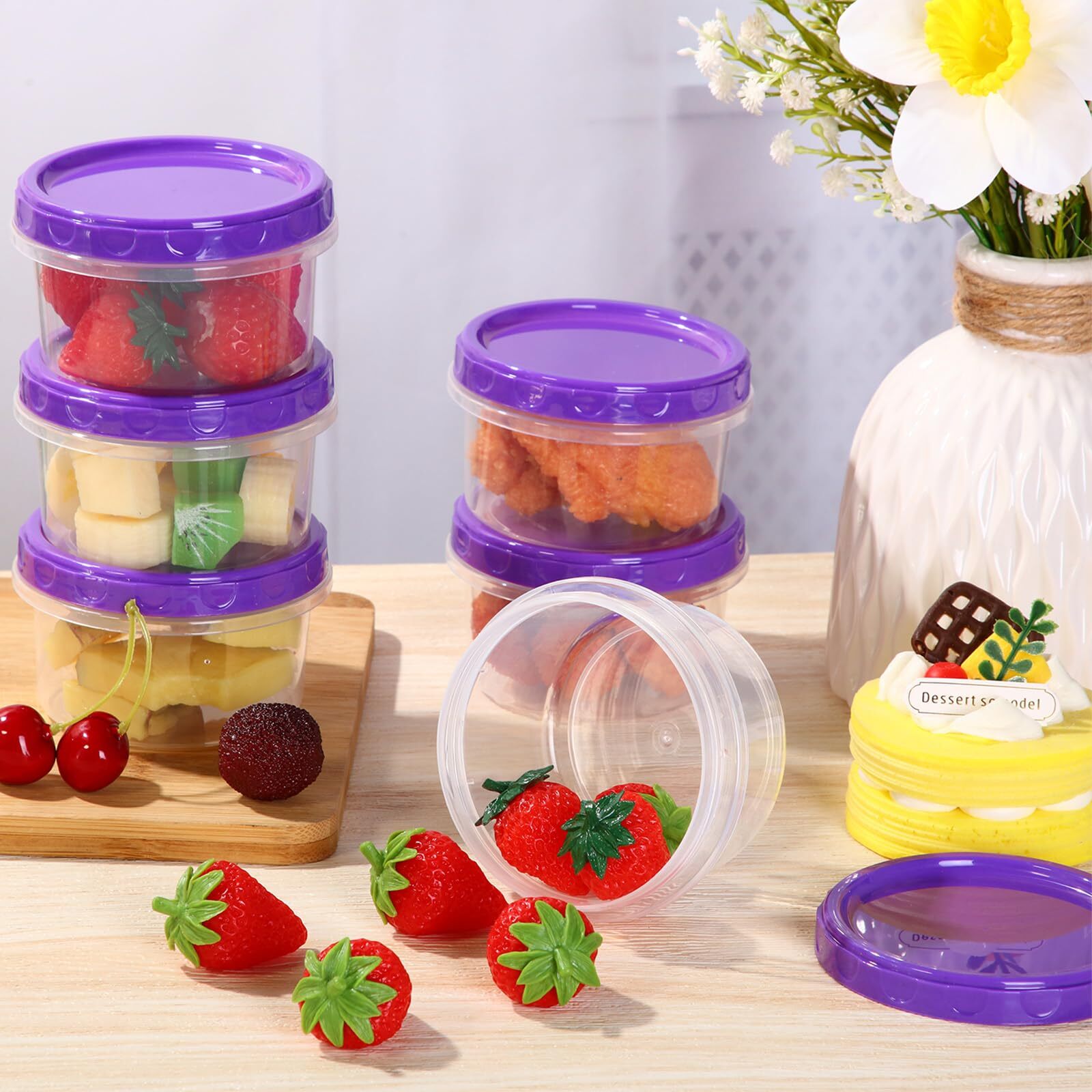36 Pack 8oz Reusable Plastic Containers Twist Top Food Storage with Screw Lids