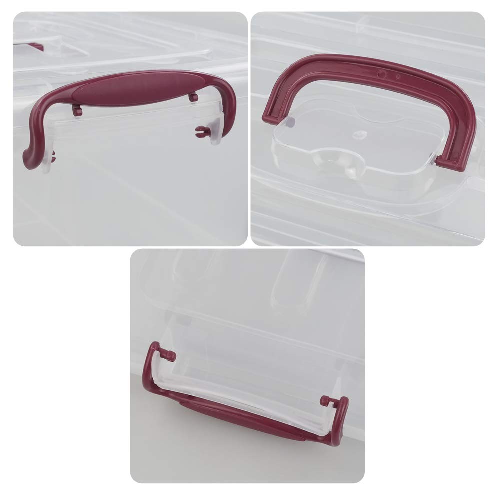 Joyeen 8 Quart Plastic Latching Storage Bins, Boxes 8 quarts, Red