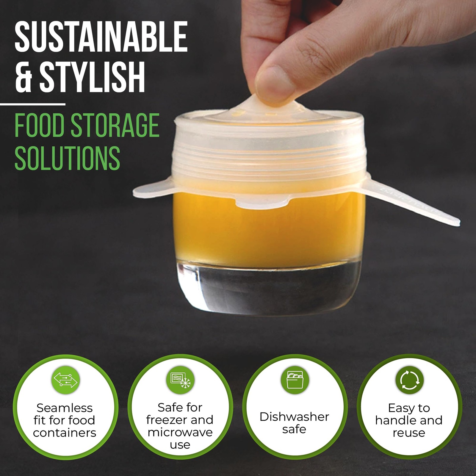 Reusable Silicone Stretch Lids for Food Storage in Fridge – Elastic Heat-Resi…