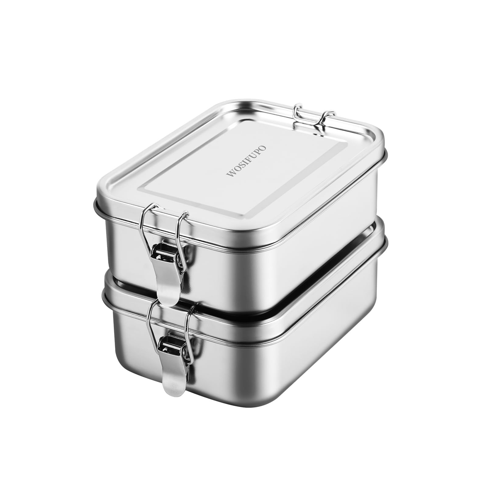 WOSIFUPO 2 Pcs Stainless Steel Bento Box, 850ml (28oz) Metal 850ML, Sliver