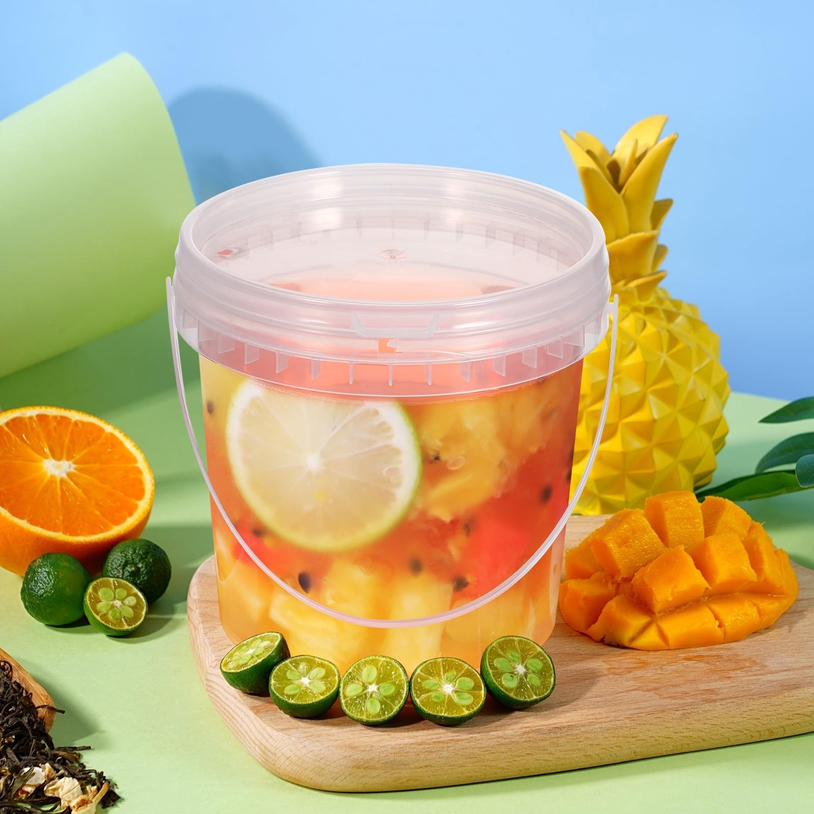 2 Pcs Round Ice Cream Storage Bucket with Handle and Lid, 0. 26 Gallon Sealin…