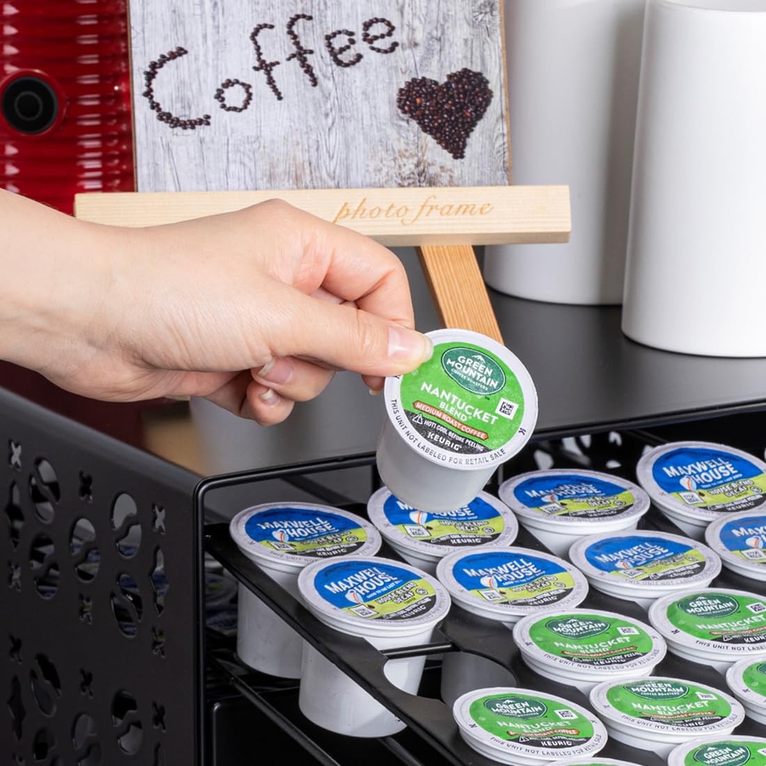 FlagShip K Cup Organizer Drawer 2 Tier Coffee Pod Holder for Keurig Black