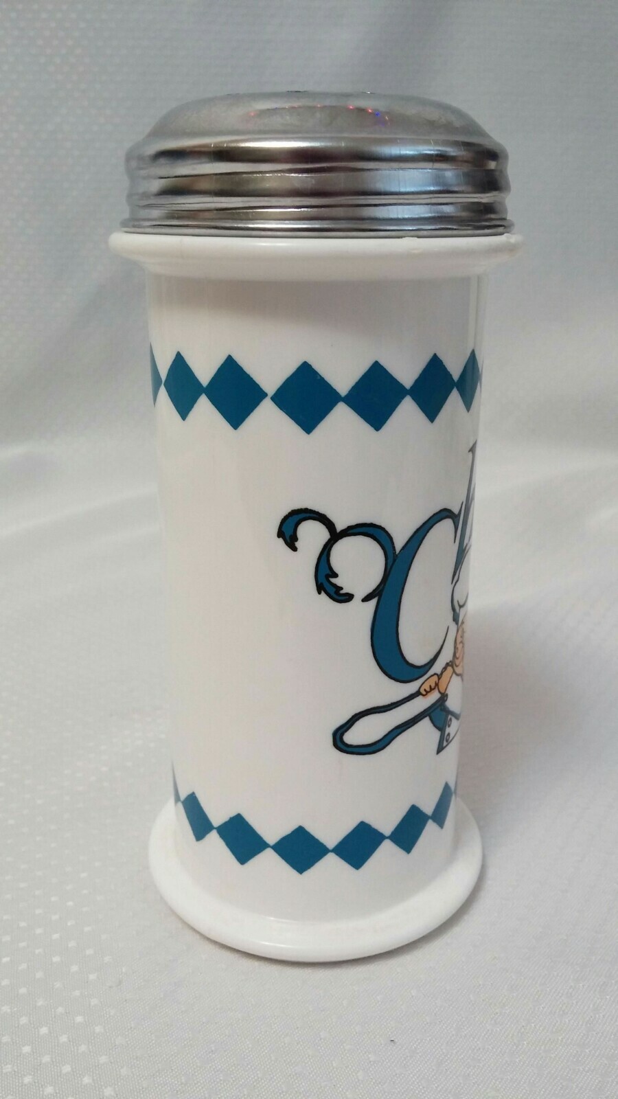 Cute Vintage 1995 Parmesan Cheese Shaker*Italian Chef Design*Plastic*Metal Lid