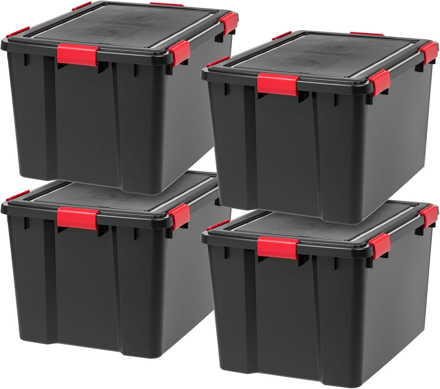 IRIS USA WeatherPro 74 Qt Storage Bins with Lids, 4 Pack, BPA-Free Plastic Gaske